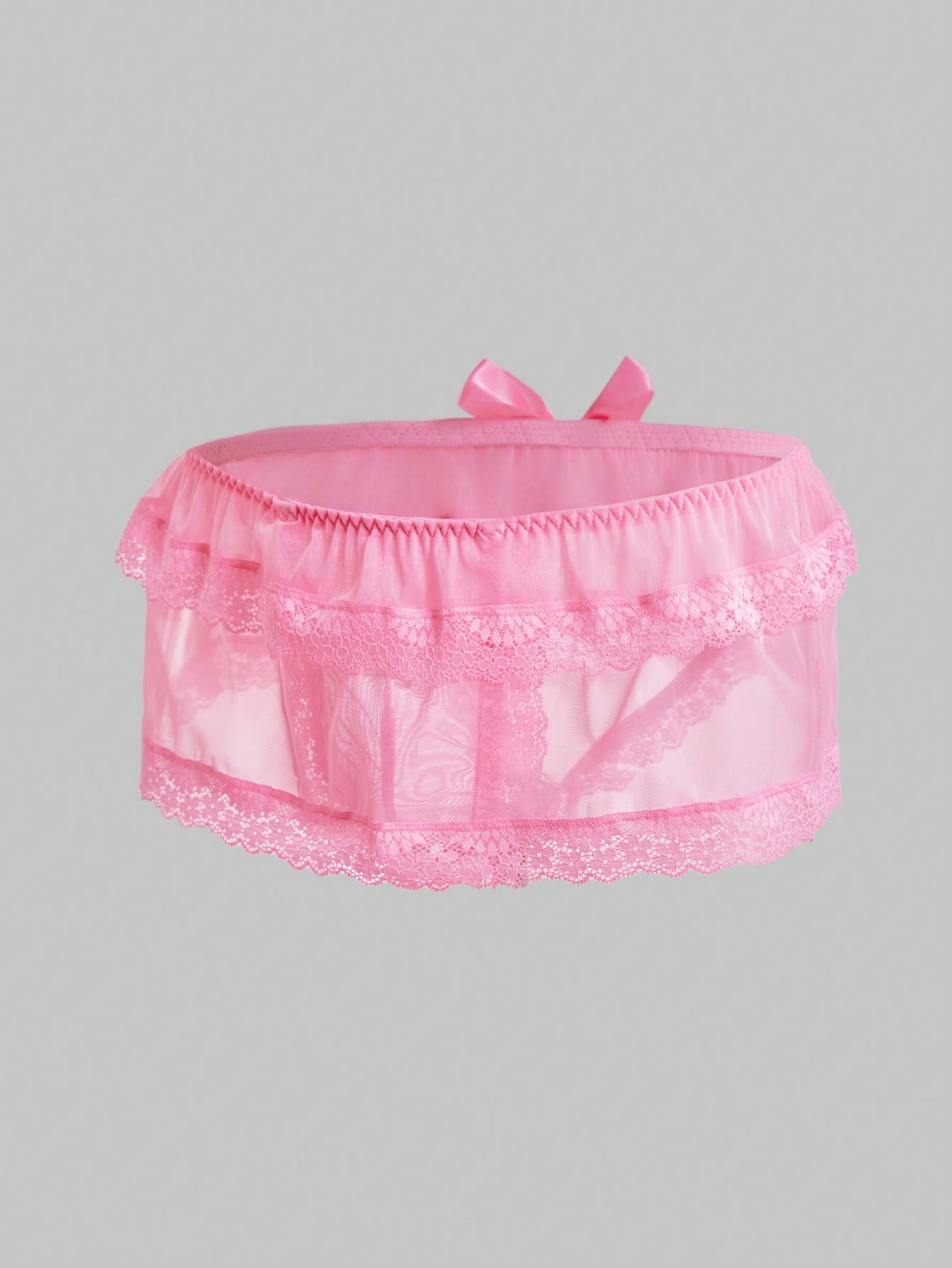 Men’s Mesh Fabric Short With Bow Detail, Heart Pattern Design, For Daily Wear