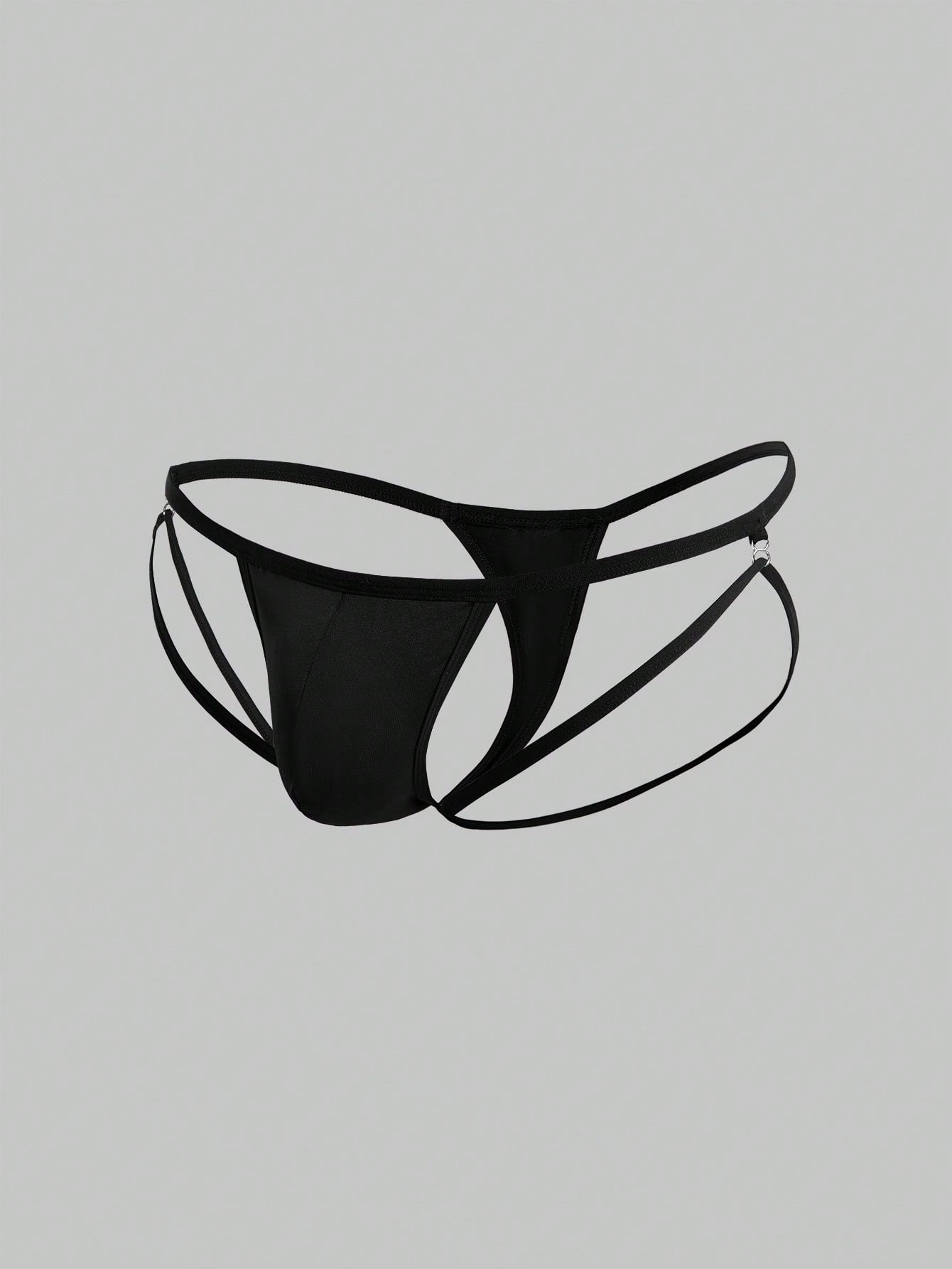 Men’s Solid Color Short with Thin Strap Detail, Lightweight Fabric, Simple Style