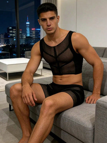 Sheer Fishnet Nightclub Performance Lingerie For Men