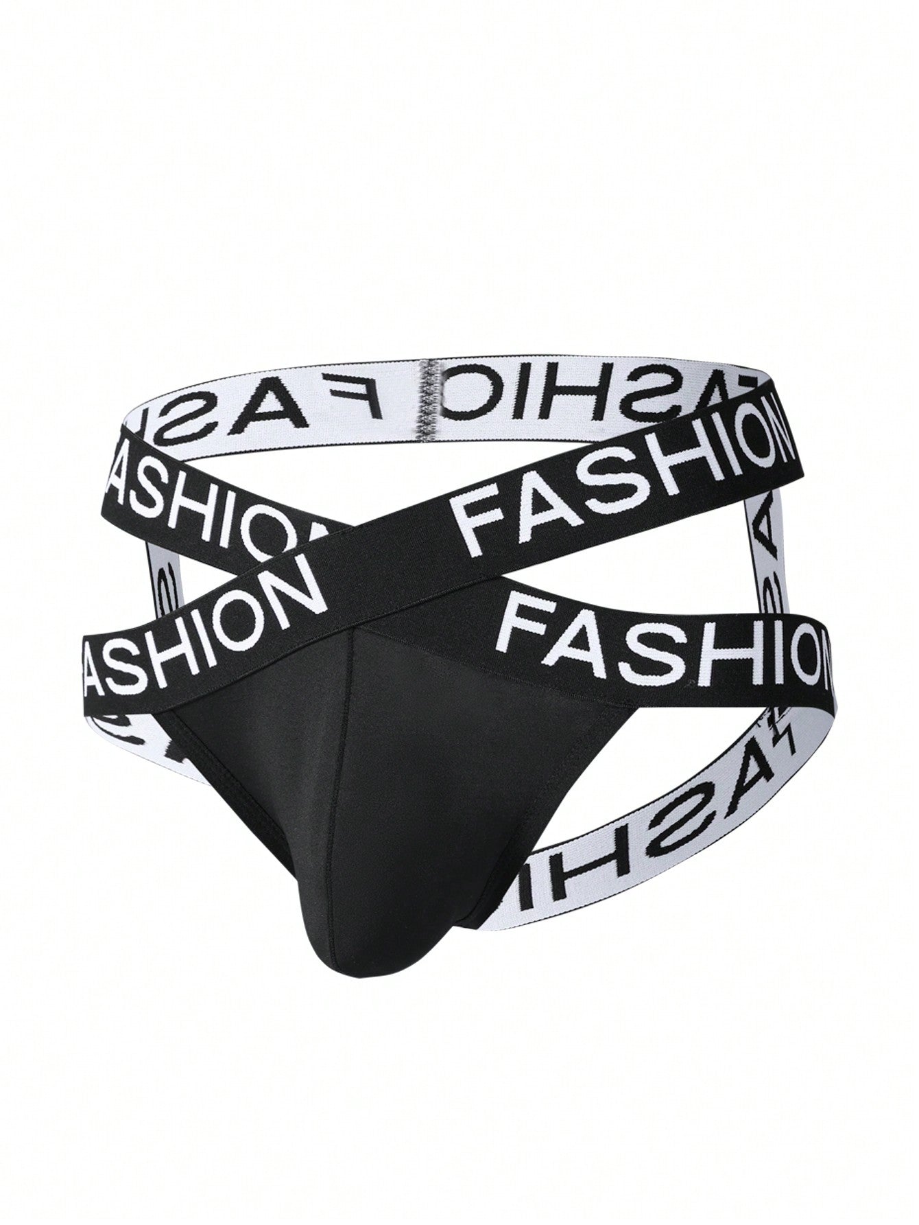 Men's Letter Knit Waistband Hollow Design Briefs