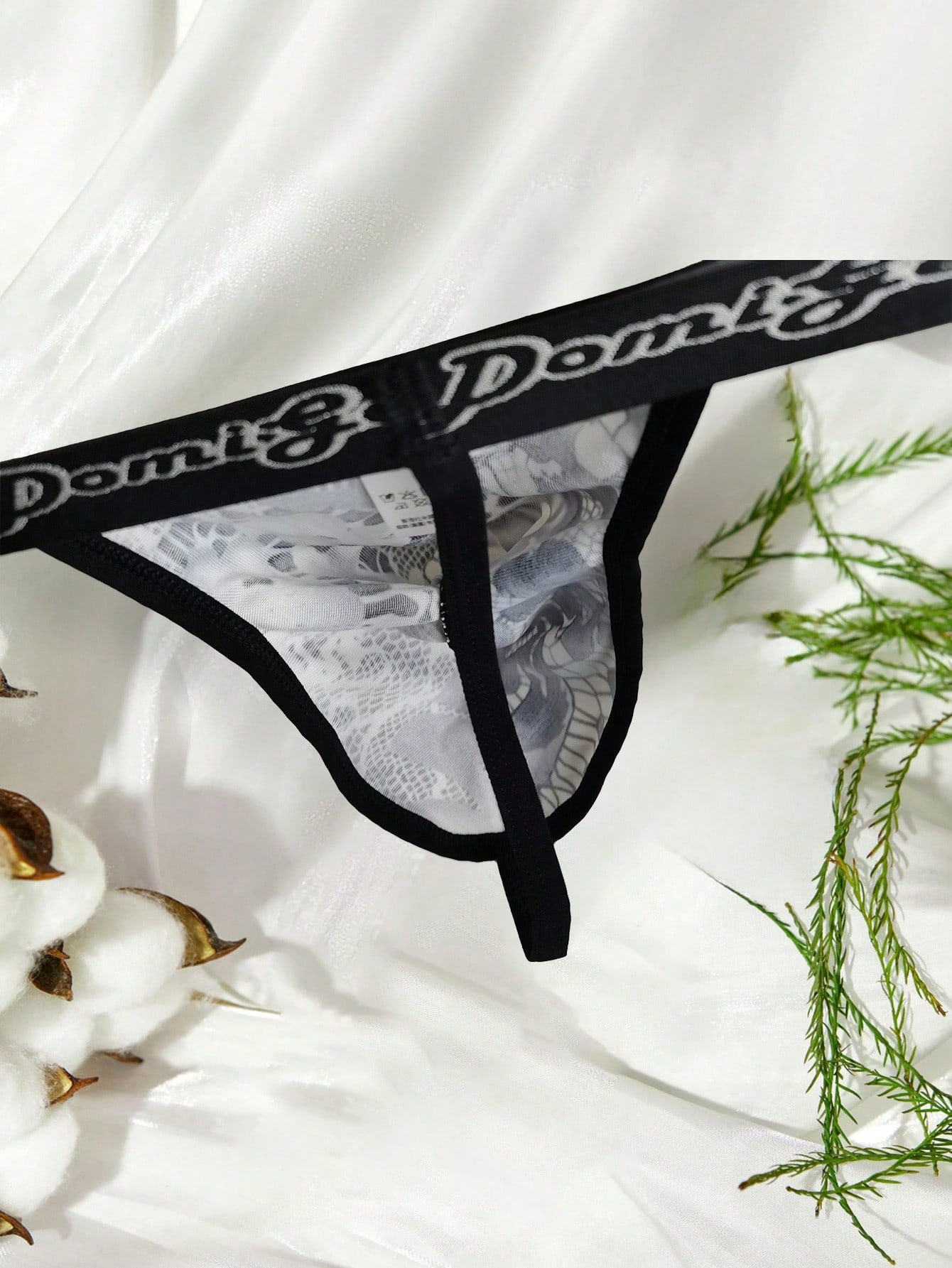 Men's Elephant Print Dual Pouch Thong Underwear