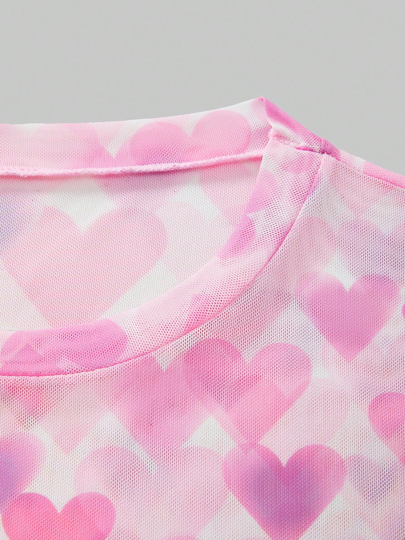Men’s Short Sleeve Mesh Fabric Top With Allover Heart Print, Lightweight Design, For Casual Wear