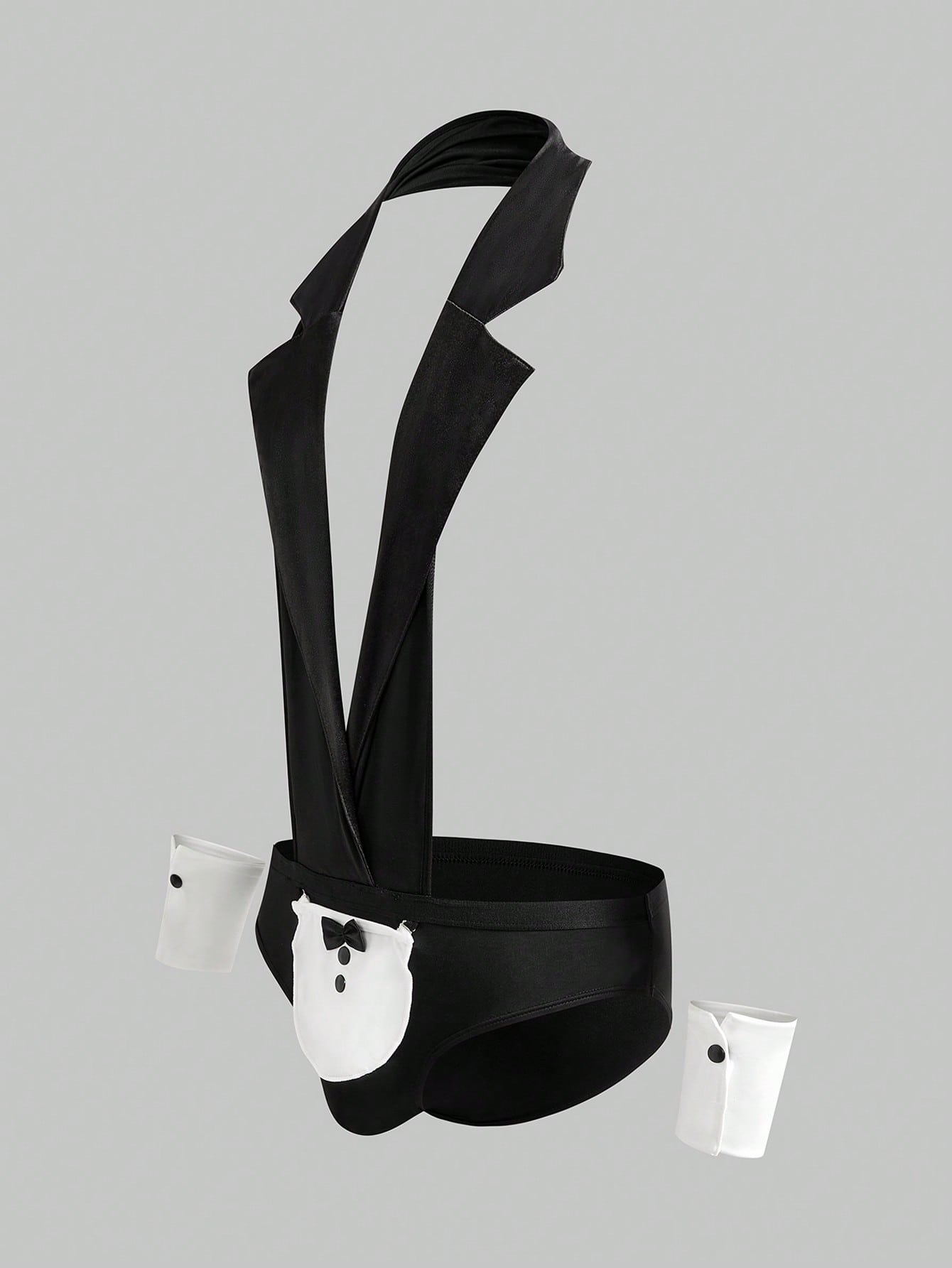 Men’s Contrast Color Halter Costume Set, Gloves, Apron