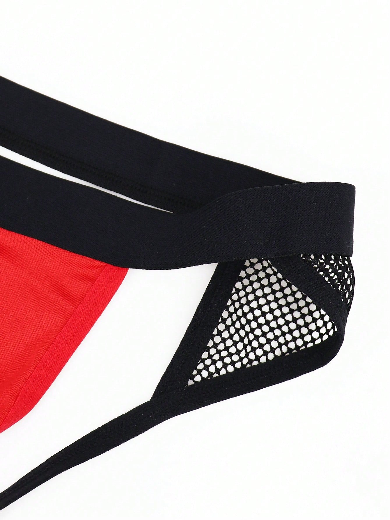 Men’s Red Fabric Short With Contrast Mesh Detail, Clean Structure, For General Wear