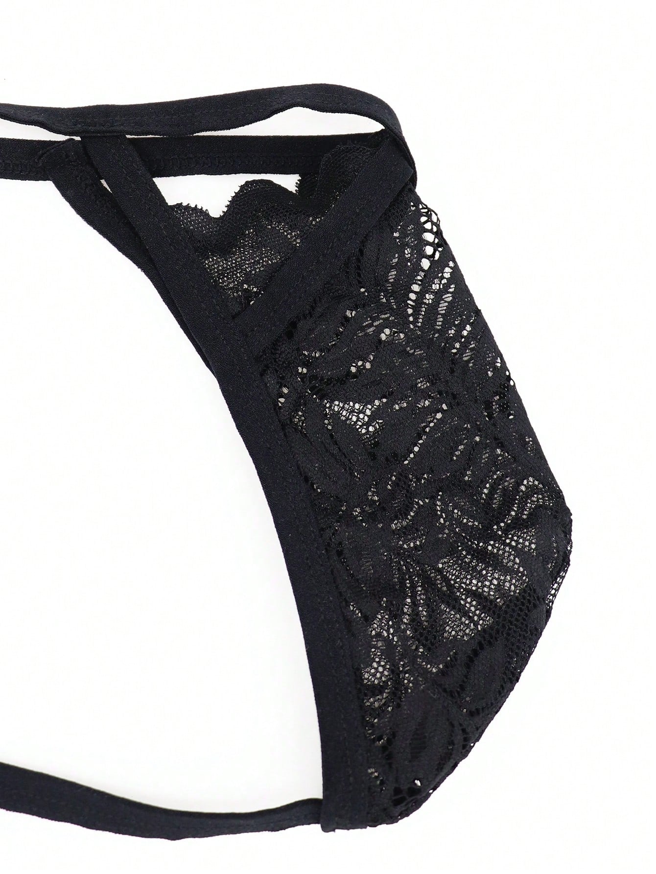 1pc Men’s Lace Trim Short, Breathable Fabric, Lightweight Material, Simple Daily Style