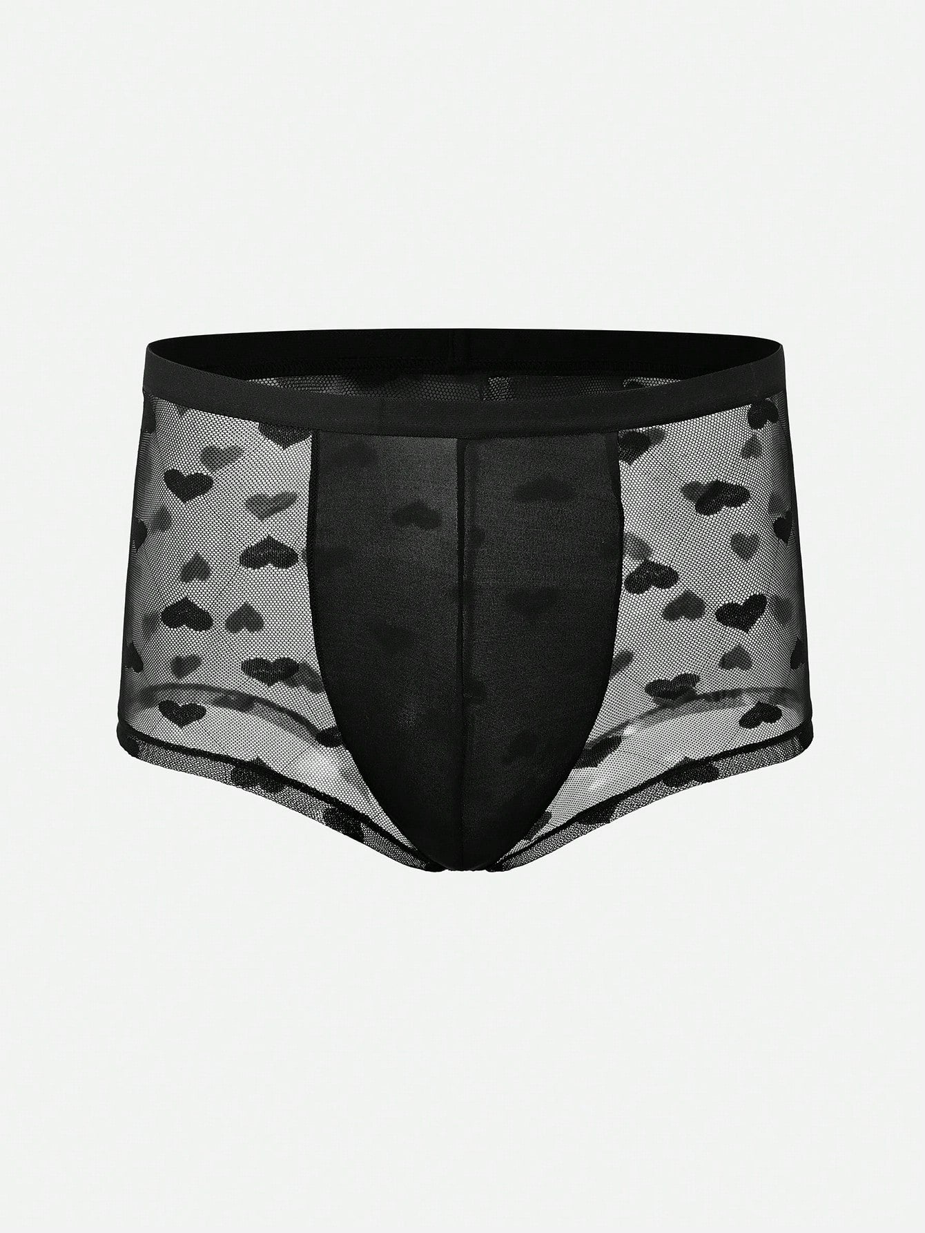 Men’s Heart Polka Dot Mesh Short with Waistband Detail, Lightweight Material, Casual Style