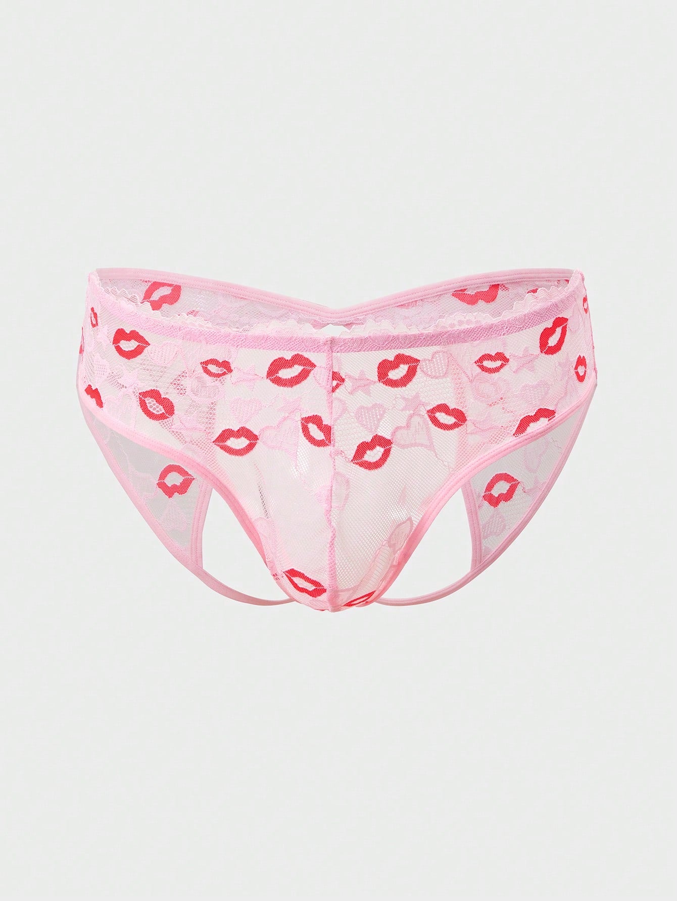 Men’s Red Print Short With Lip And Heart Pattern For Everyday Styling
