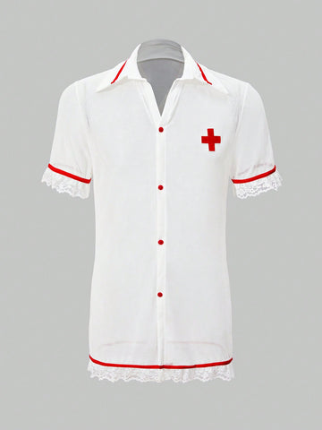 Men’s Nurse-Inspired Costume Set, Lightweight Material, Suitable for Party Wear