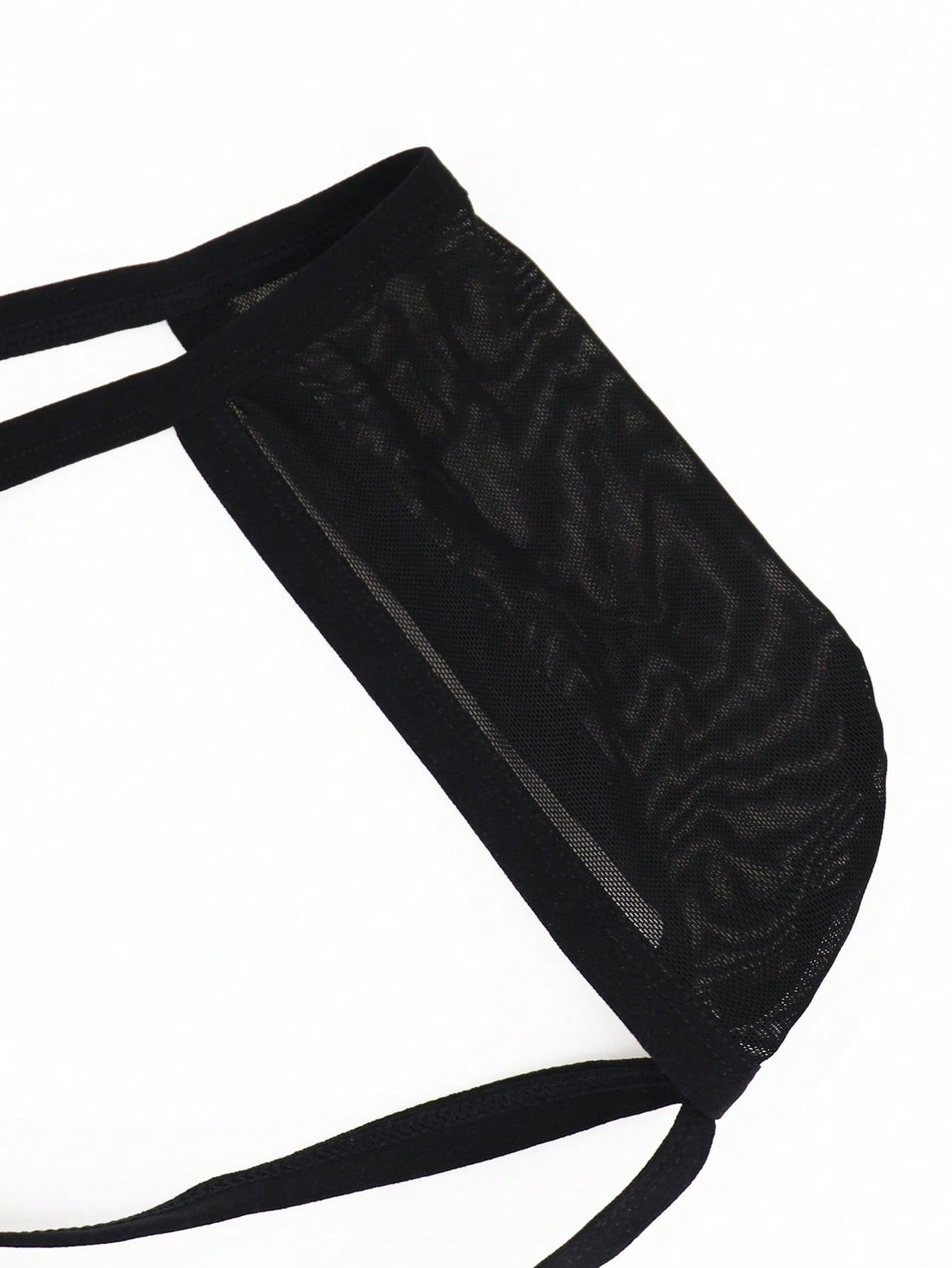 Men's Black Mesh Mid Waist Briefs With Hollow Design