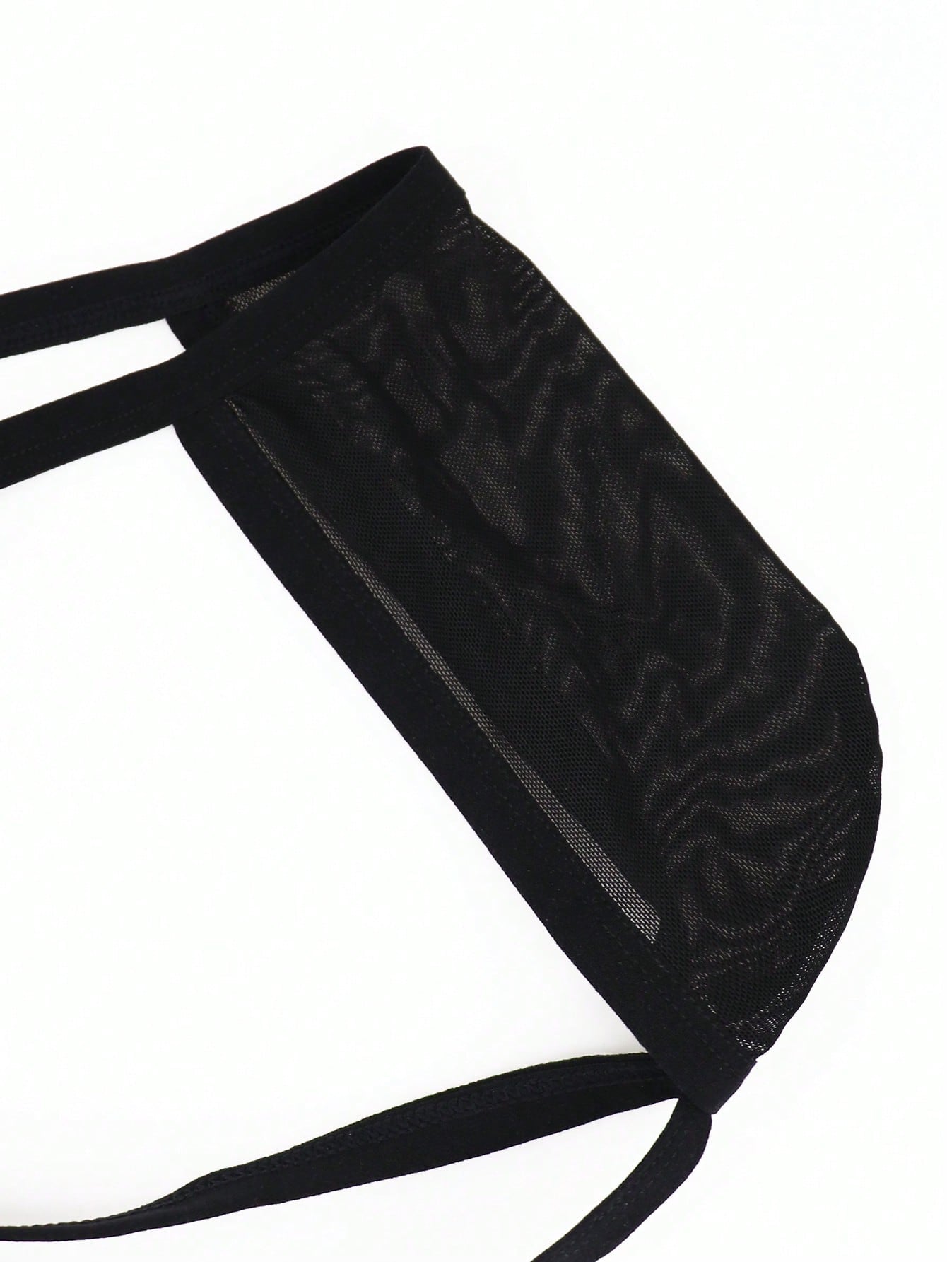 Men's Black Mesh Mid Waist Briefs With Hollow Design