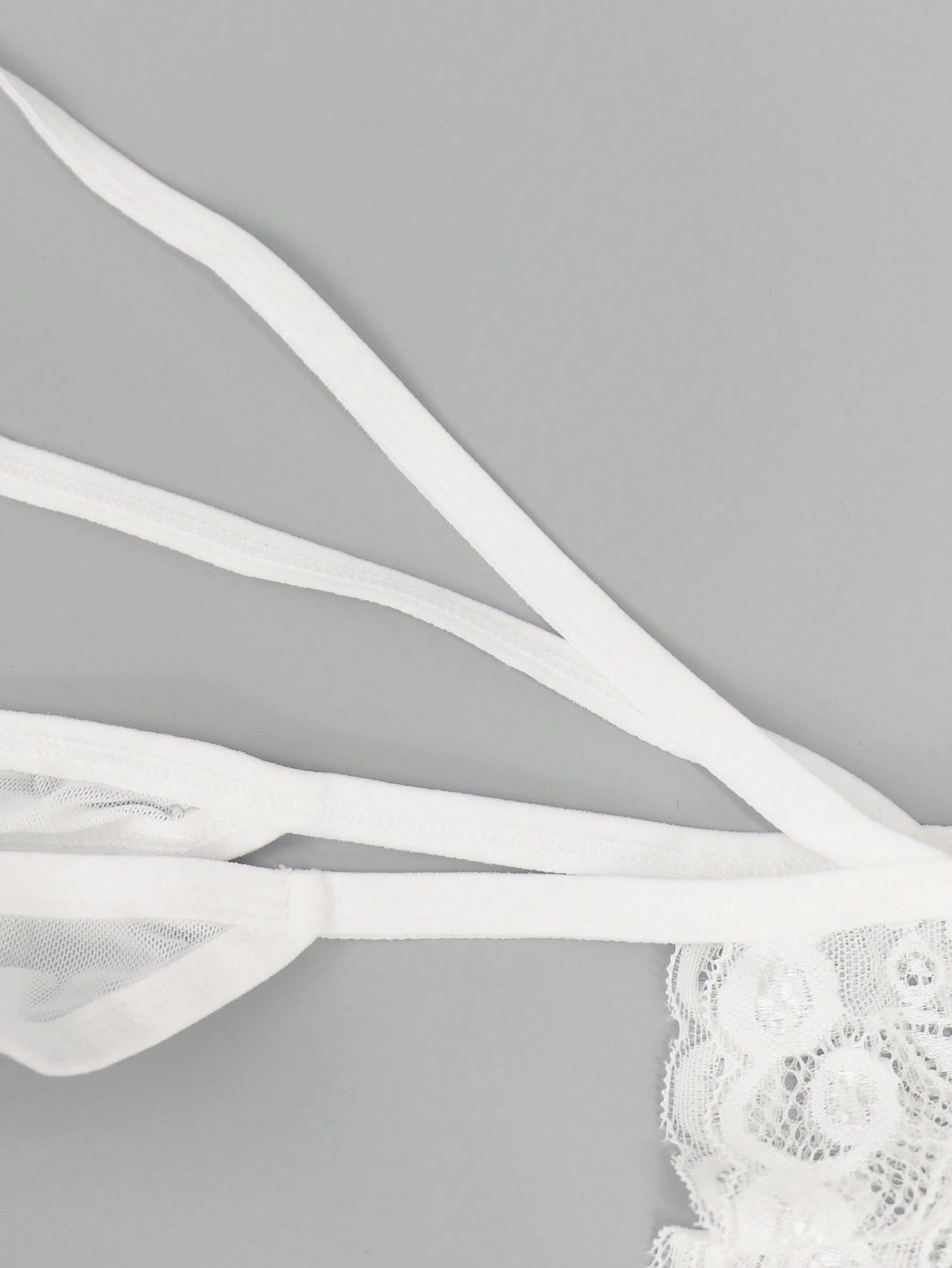White Lace Hollow Mesh Mid Rise Underwear For Men