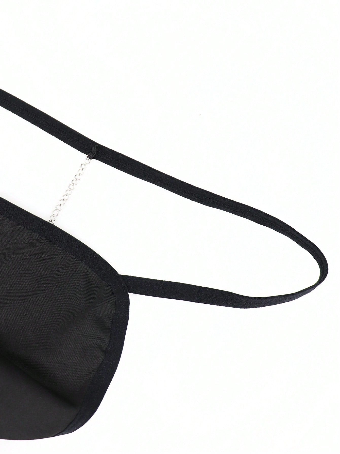 Men's Solid Black Fabric Thong Underwear