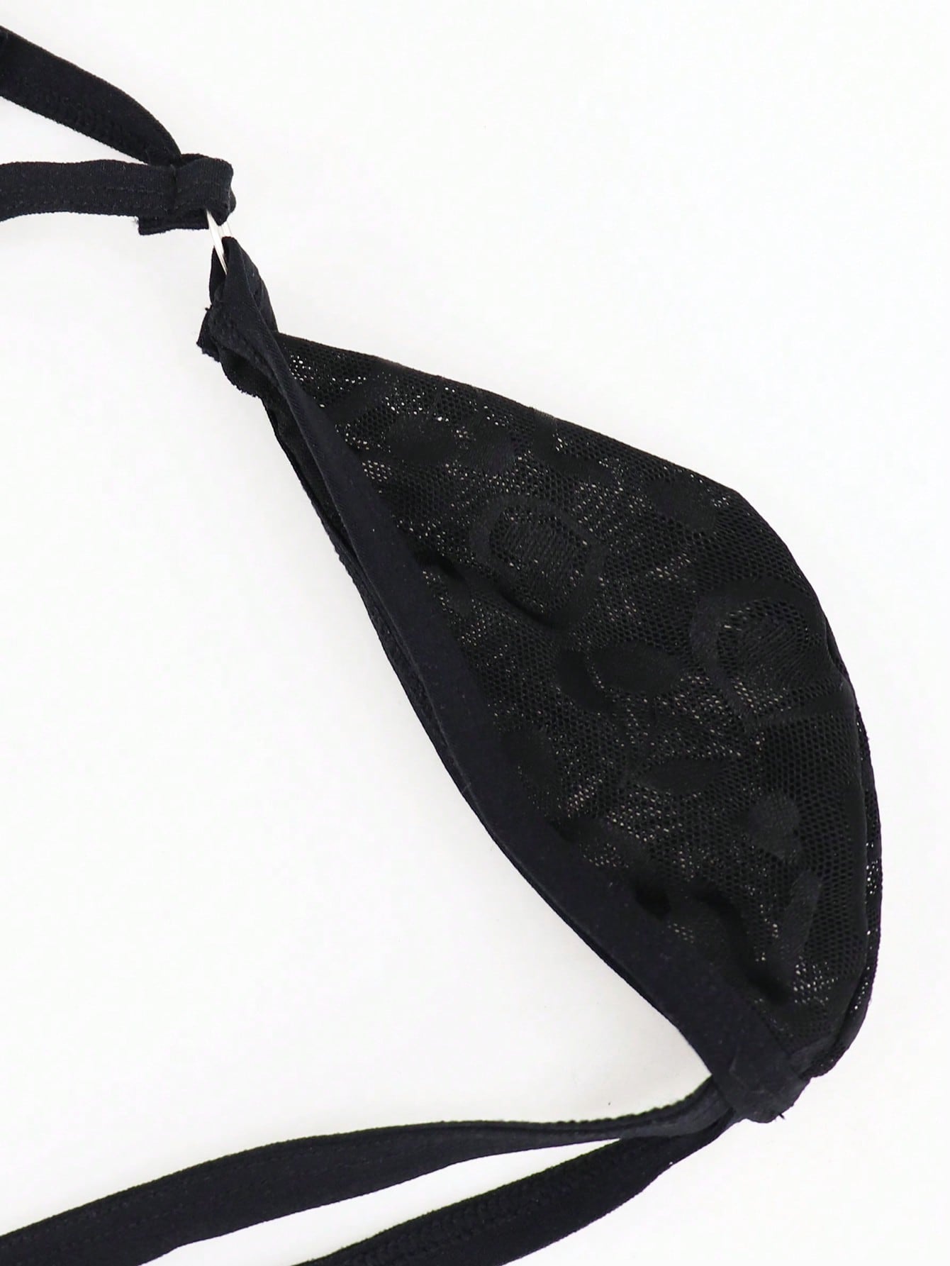 1pc Men's Black Lace Trim Mid Waist Briefs