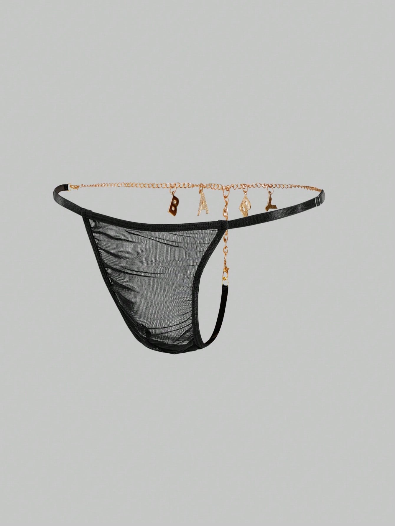 Metal Chain Connected Mesh G String Underwear For Men