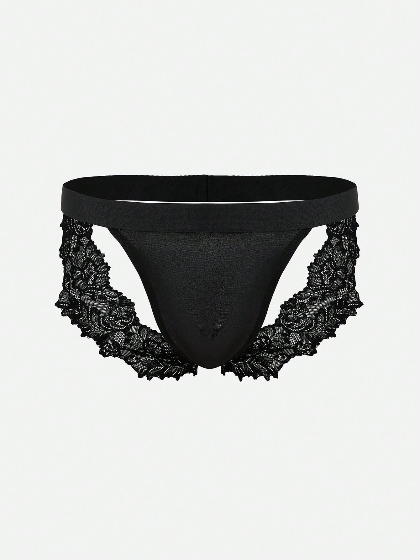 Men’s Black Textured Knit Short With Garter-Style Accent Detail, For General Wear