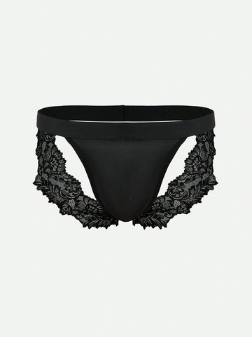 Men’s Black Textured Knit Short With Garter-Style Accent Detail, For General Wear