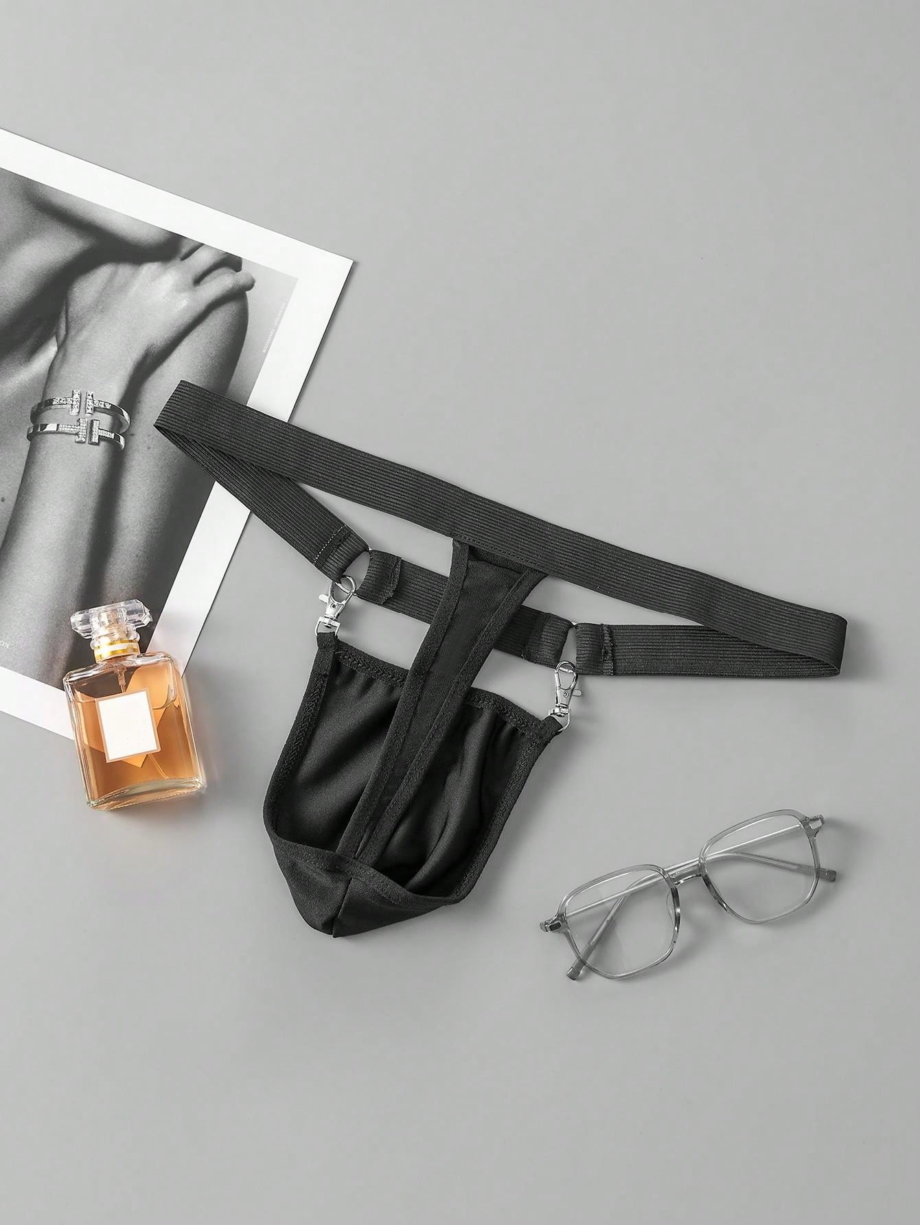 Men's G String Underwear With Ring And Metal Buckle Detail