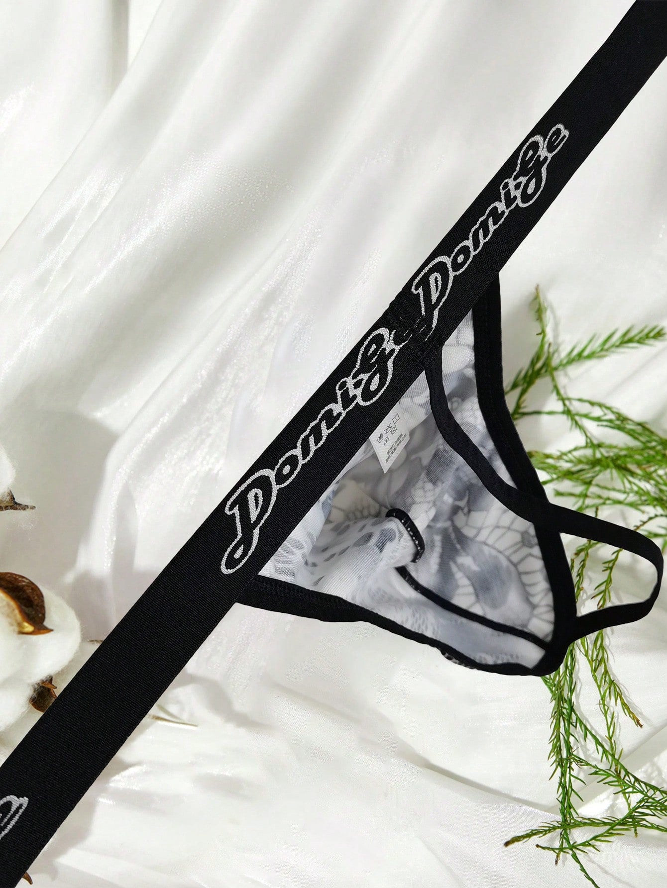 Men's Elephant Print Dual Pouch Thong Underwear