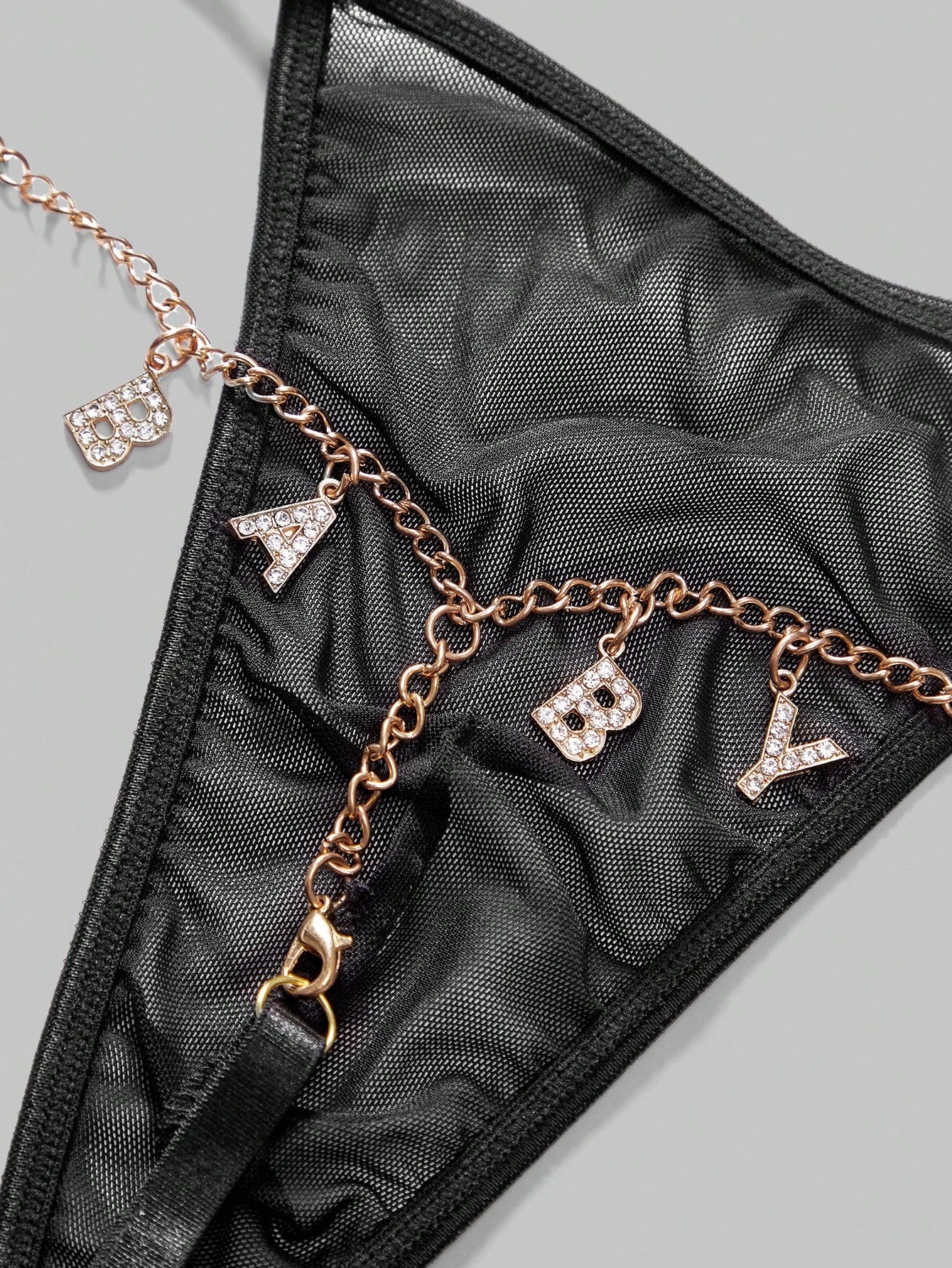 Metal Chain Connected Mesh G String Underwear For Men
