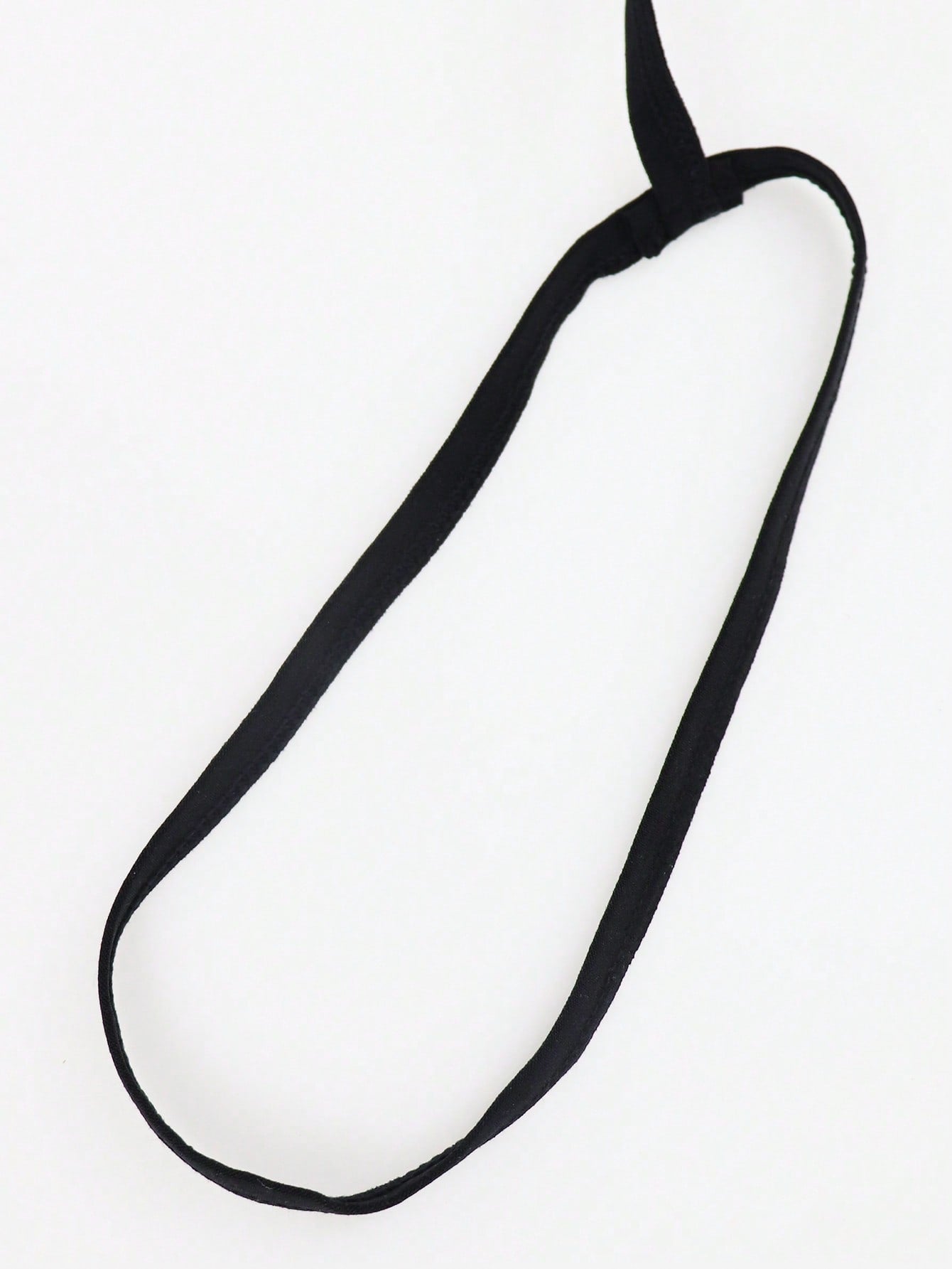 1pc Men’s Black Lace Short with Decorative Strap Detail, Lightweight Fabric