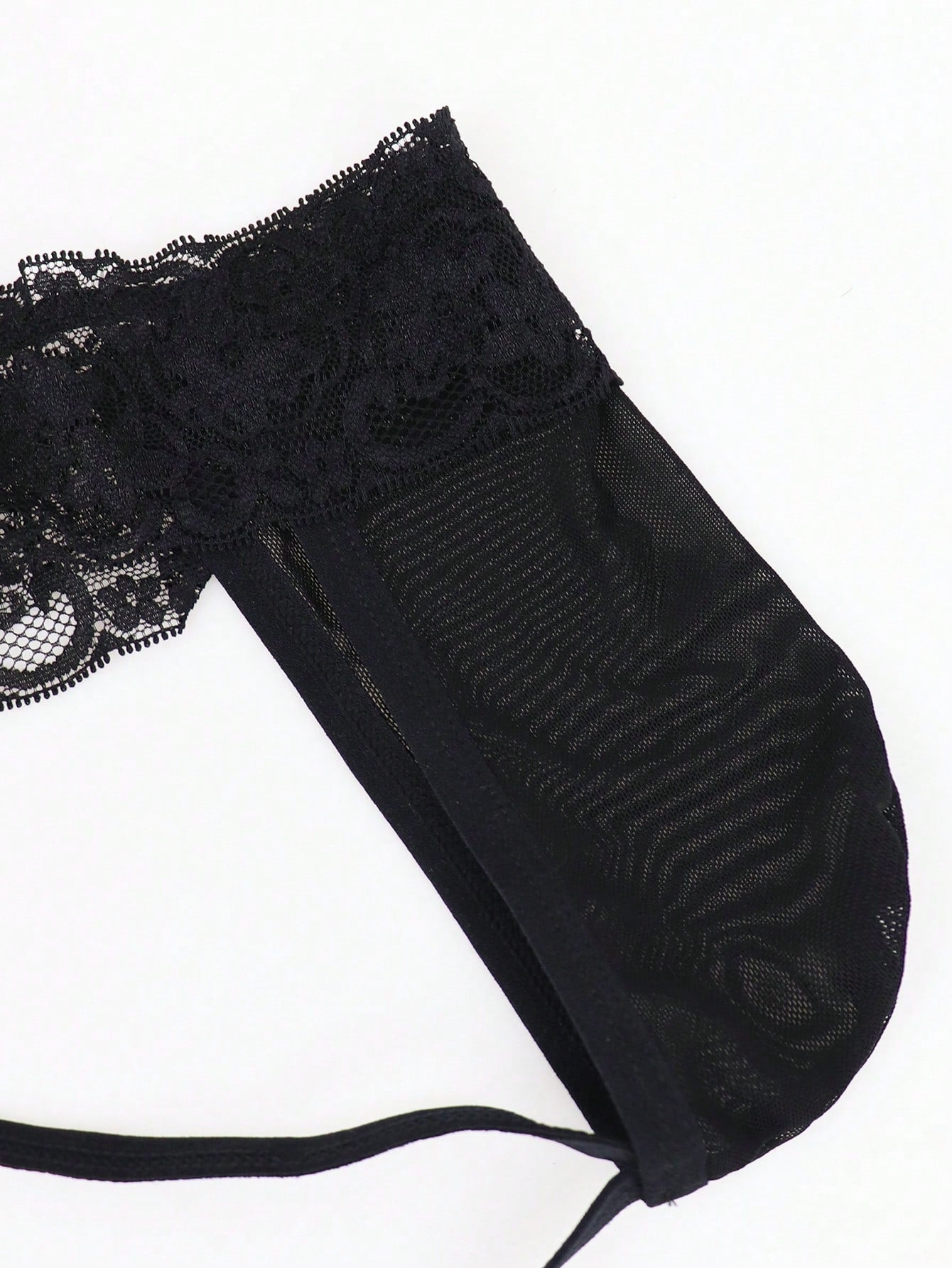 Men’s Black Mesh Short with Lace Waist Detail, Lightweight Fabric, Easy to Wear