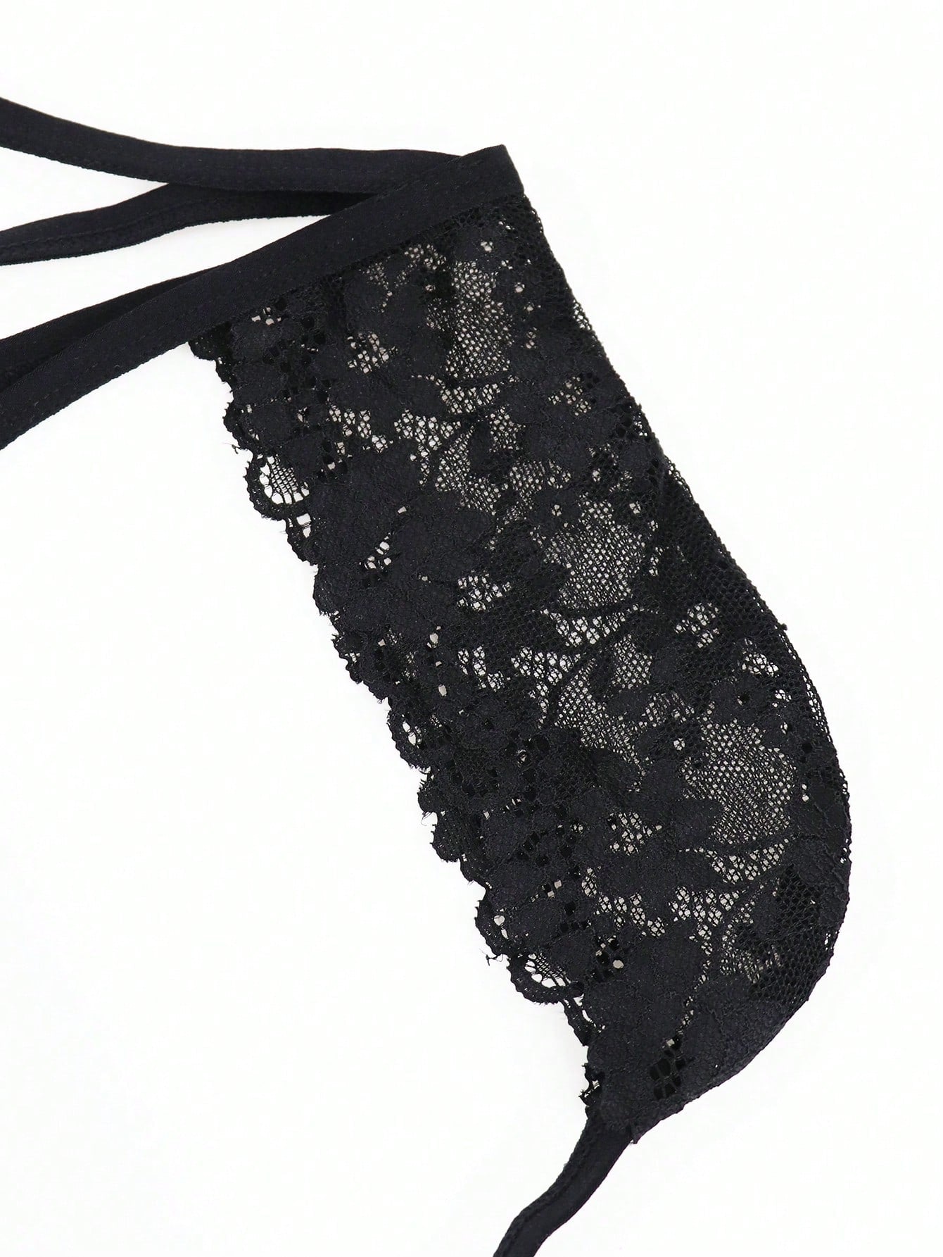 1pc Men’s Black Short with Lace Trim, Seamless Design, Comfortable Waist Fit