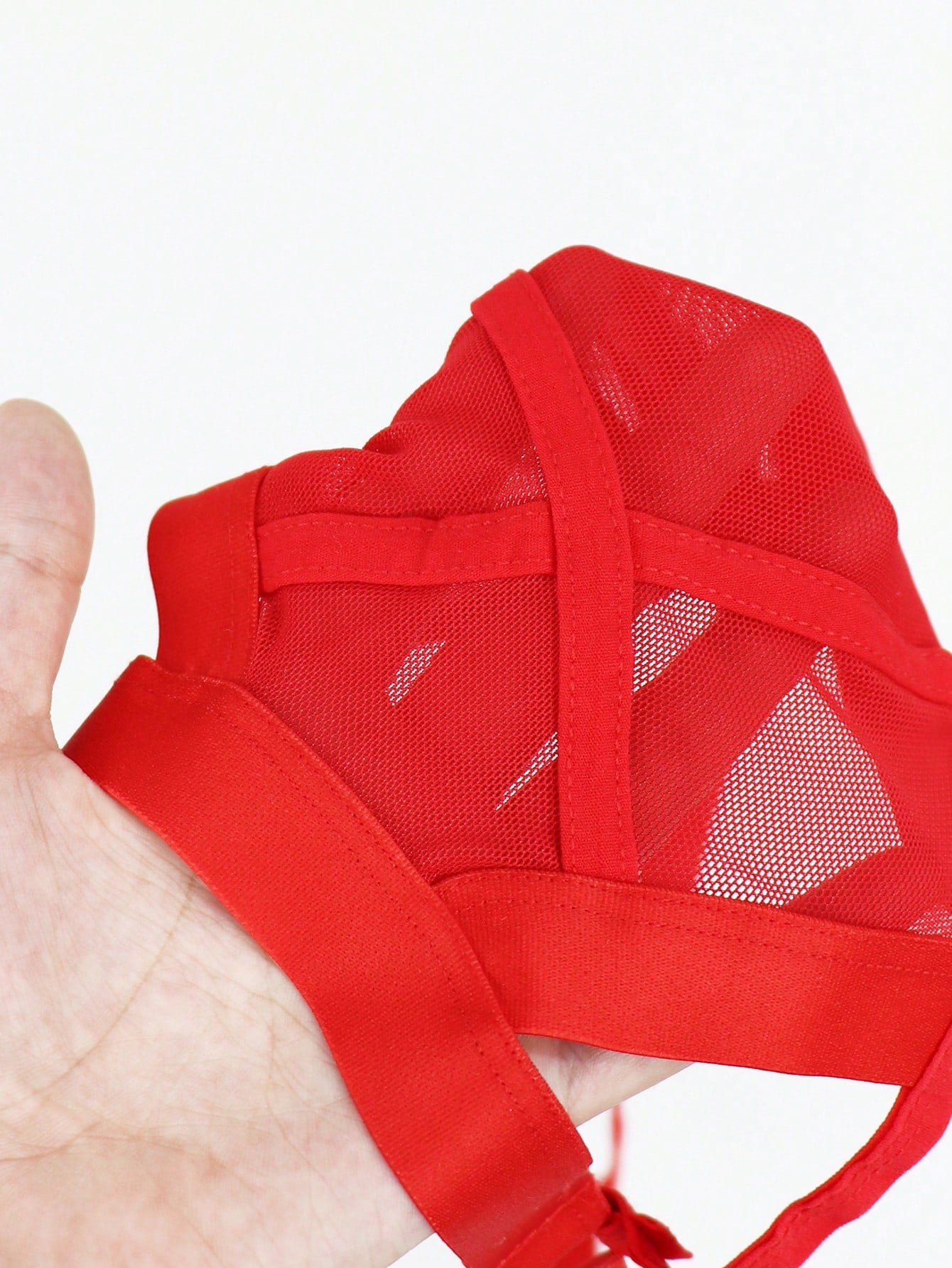 1pc Men’s Red Mesh Short with Detail, Lightweight Fabric, Simple Structure