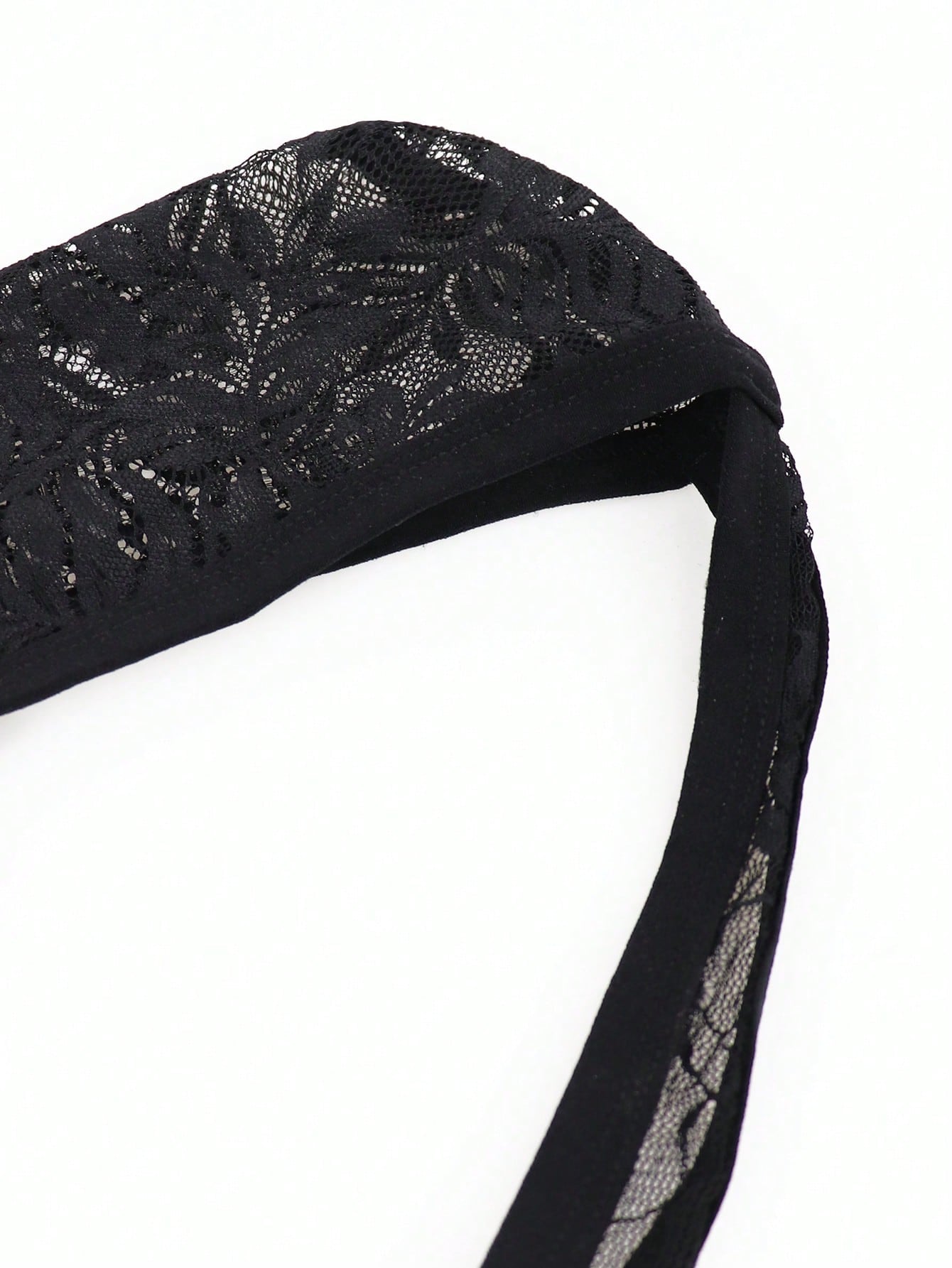 Men's Black Lace Tassel Mid Waist Briefs