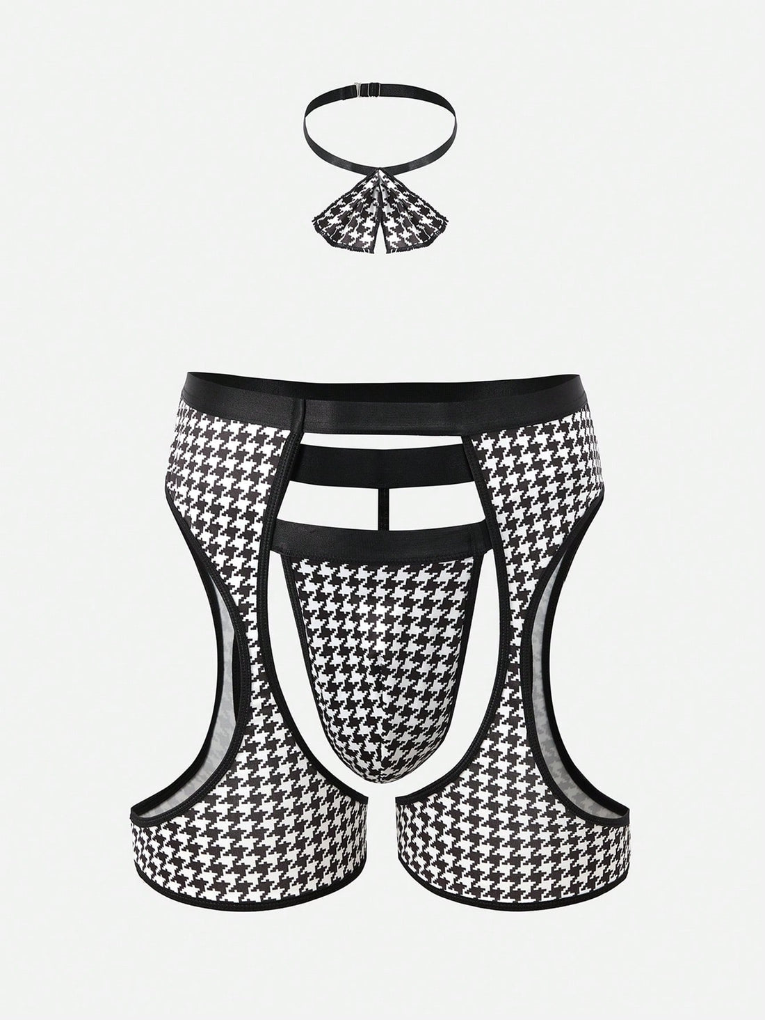 Men’s Printed Patchwork Short Black And White Pattern For Casual Styling