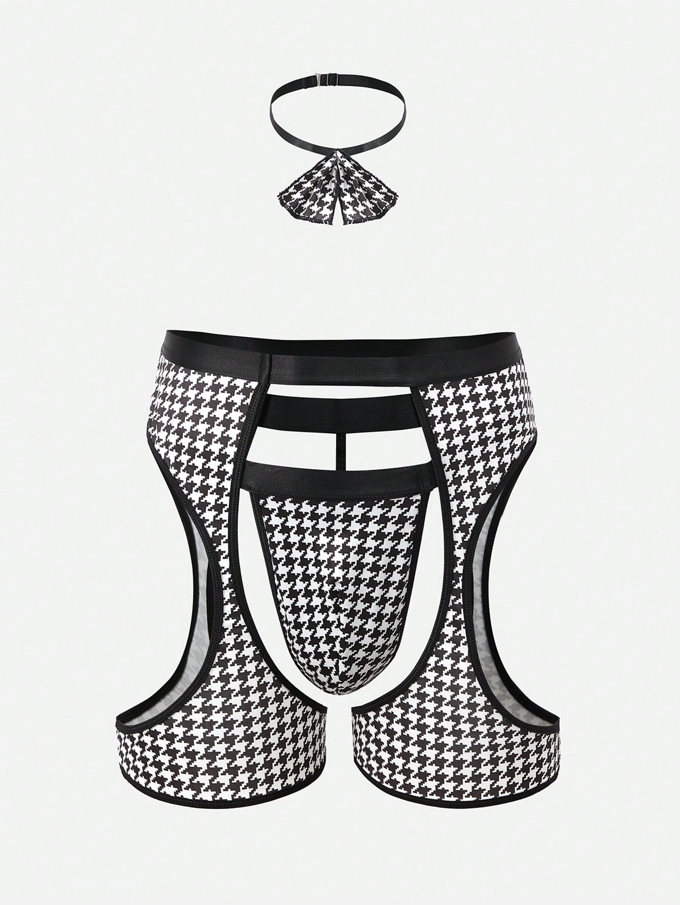 Men’s Printed Patchwork Short Black And White Pattern For Casual Styling