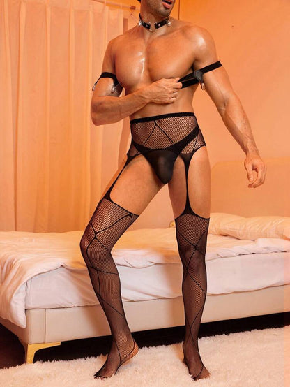 Men’s Fishnet Bodystocking – Ultra-Thin Mesh Pantyhose