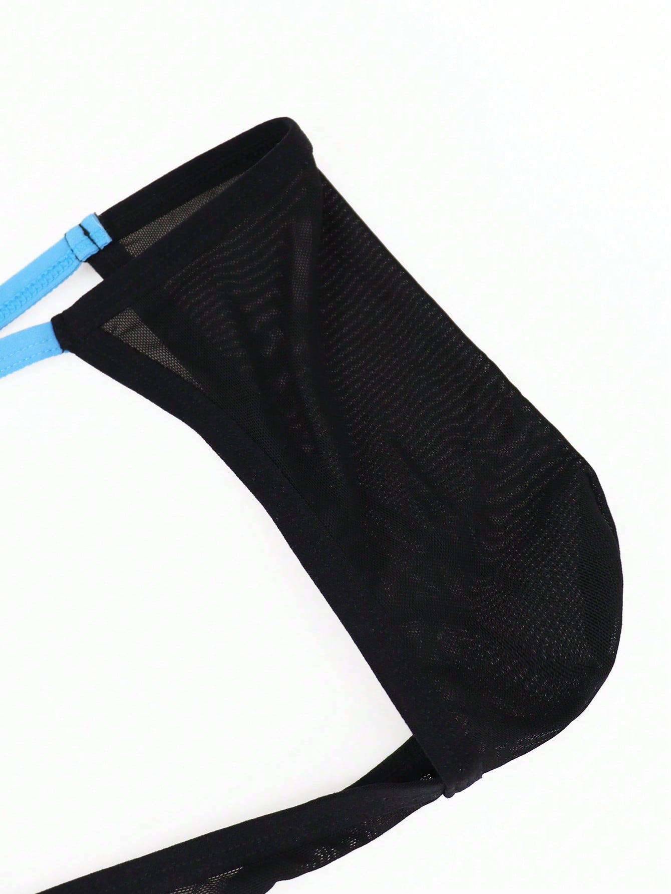 Men's Black Hollow Mesh Waist Underwear With Blue Trim