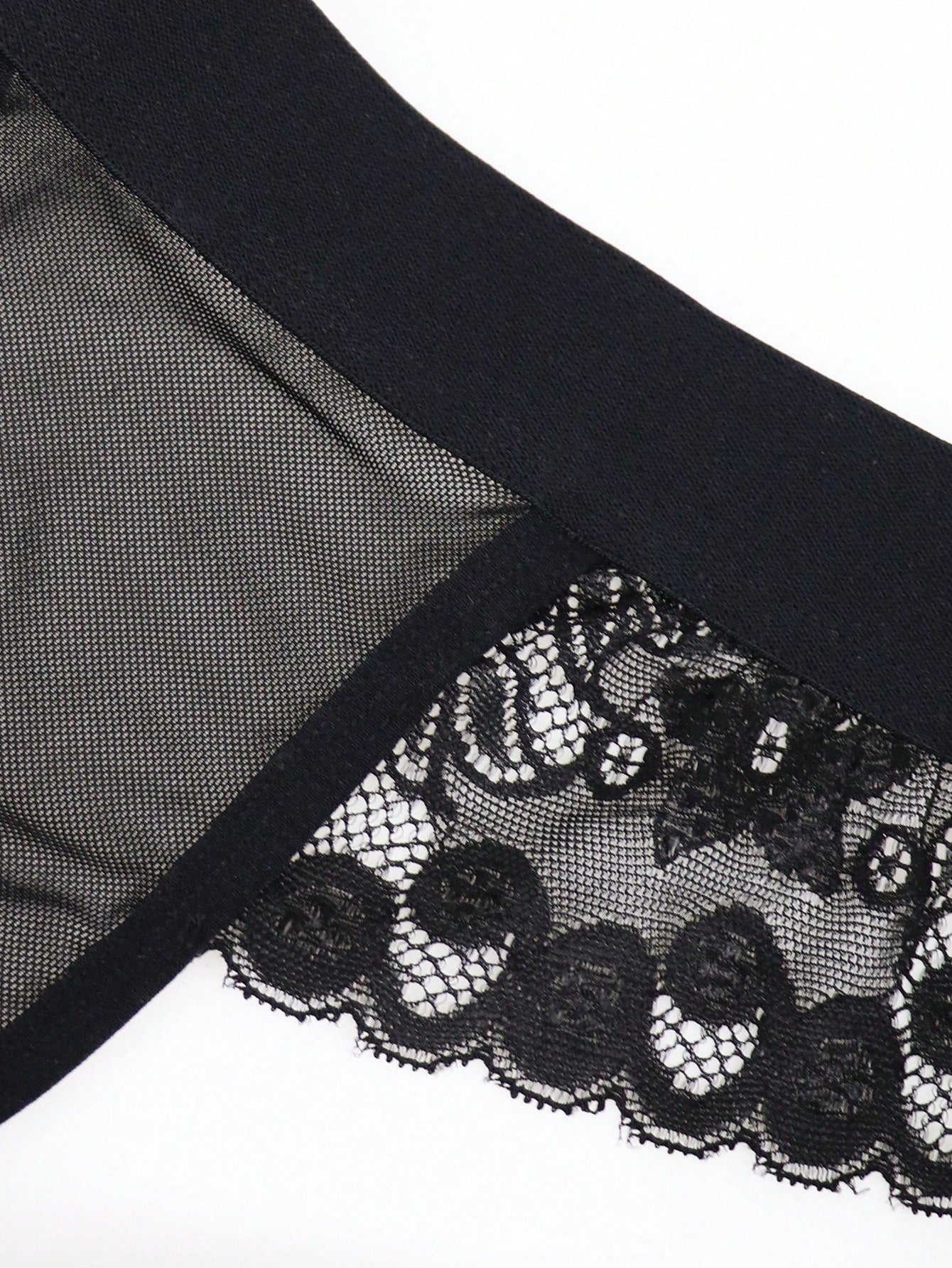 1pc Men’s Black Mesh Short with Lace Waist Detail, Lightweight Material, Minimal Design