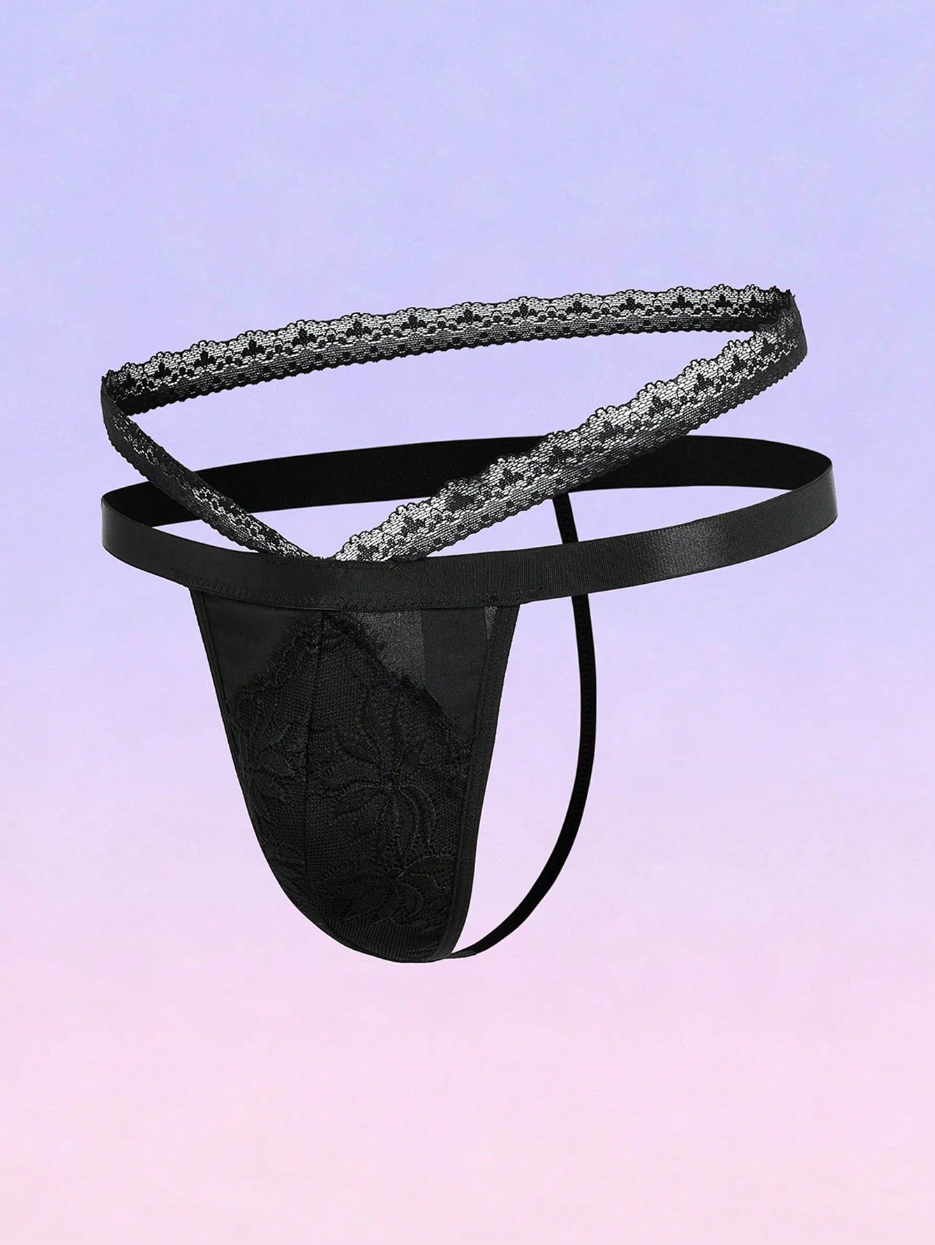 Contrast Lace Hollow Out Sexy Briefs For Men