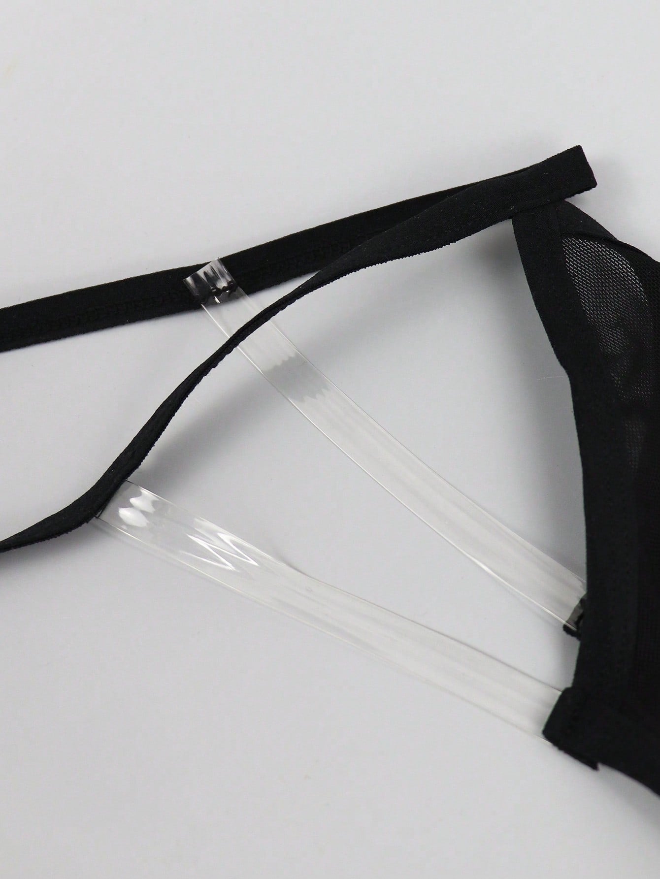 Men's Black Mesh Mid Waist Briefs With Hollow Design
