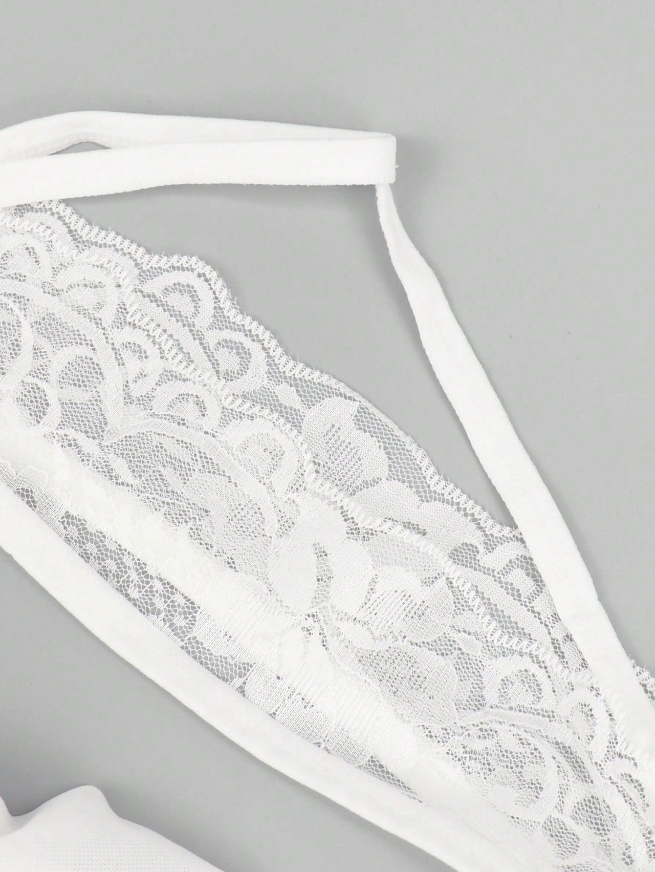 White Lace Hollow Mesh Mid Waist Underwear For Men
