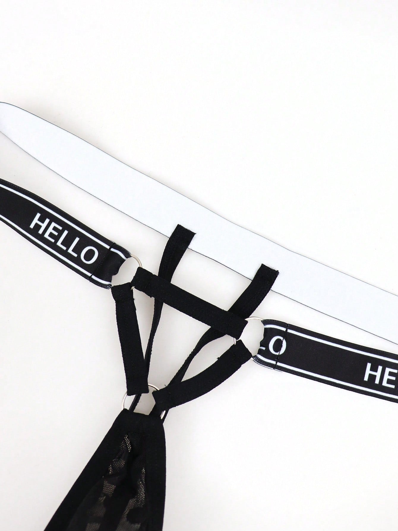 1pc Men's Black Lace Trim Mid Waist Briefs