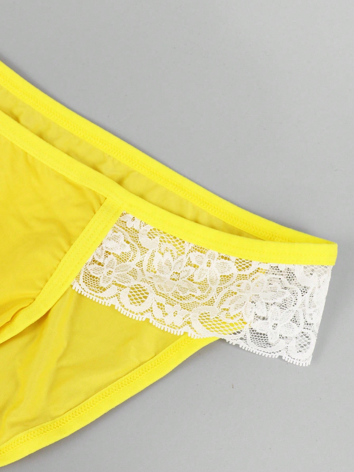 Men’s Yellow Fabric Short with Lace Waist Detail, Lightweight Material, Clean Design, Casual Style