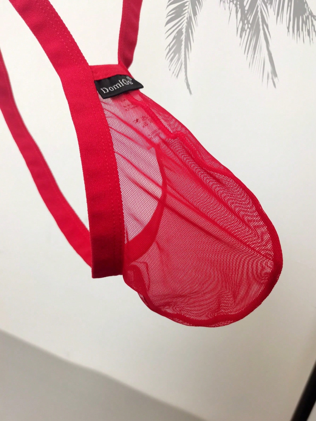 1pc Men's Red Mesh Spaghetti Strap G-String Underwear