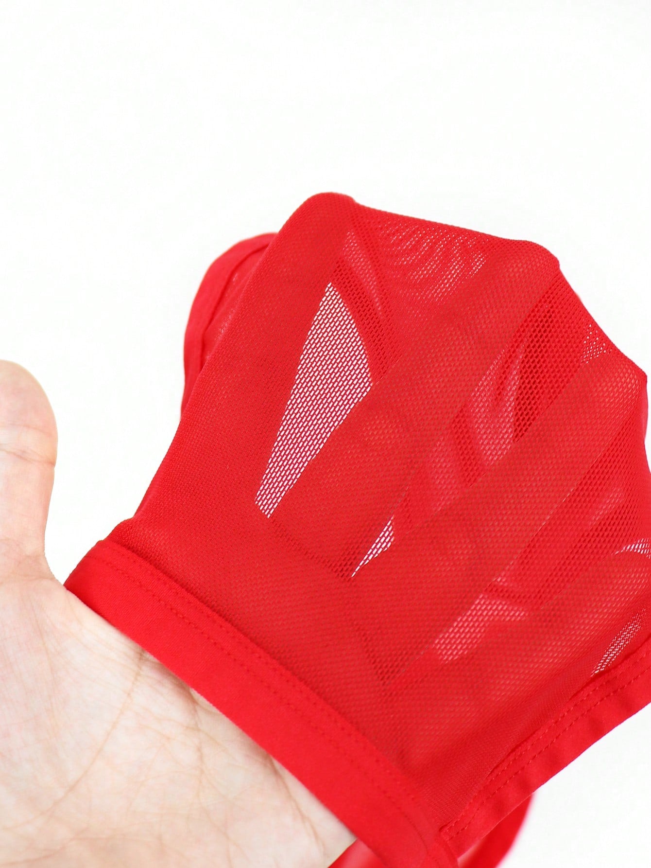 Men’s Red Mesh Short with Tassel Detail, Lightweight Material, Decorative Style