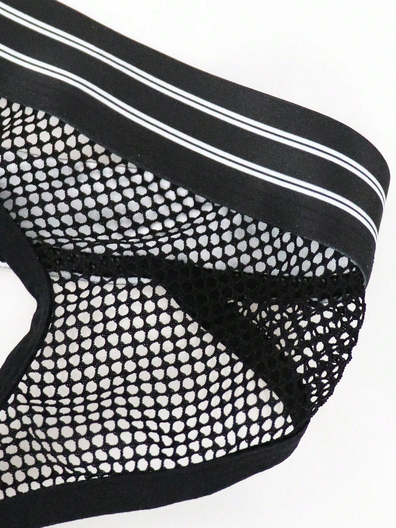 Men's Hollow Design Contrast Stripe Briefs Thong Jockstrap