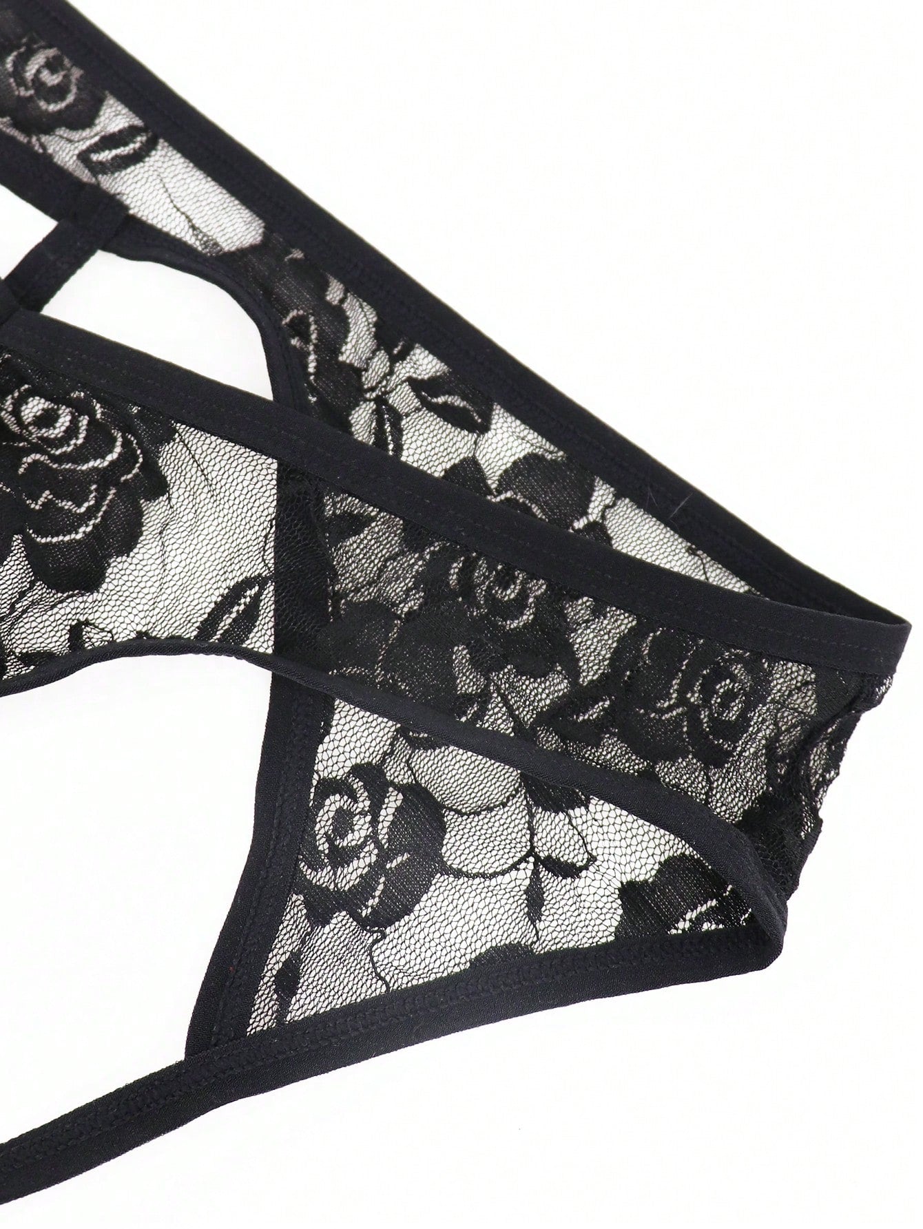 1pc Men’s Short with Black Rose Lace Trim Detail, Lightweight Material, Clean Design