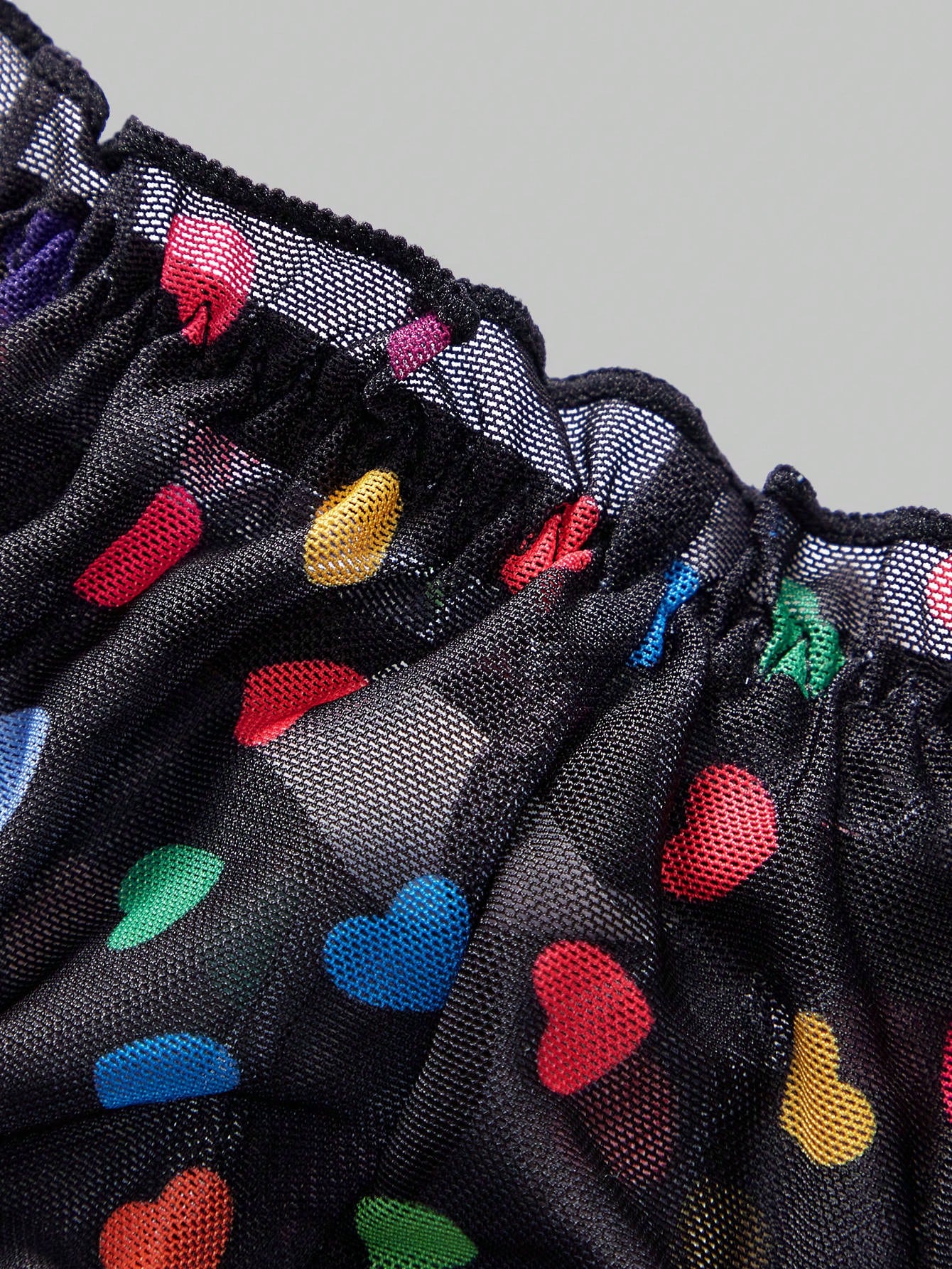 Men’s Ruffled Heart Mesh Short, Lightweight Fabric, Decorative Pattern Design