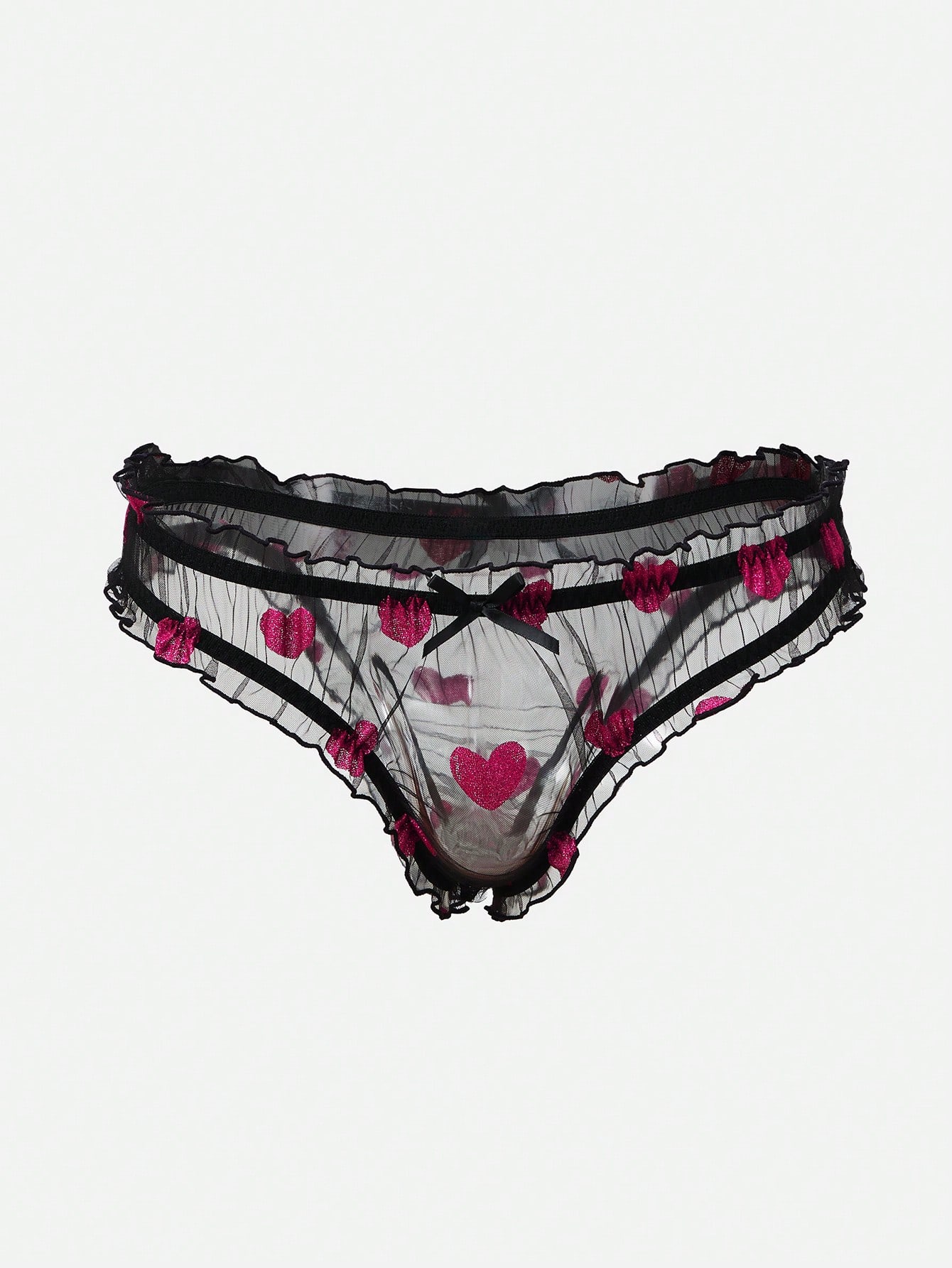 Men’s Mesh Fabric Short With Heart Pattern, Lightweight Design, For Casual Styling