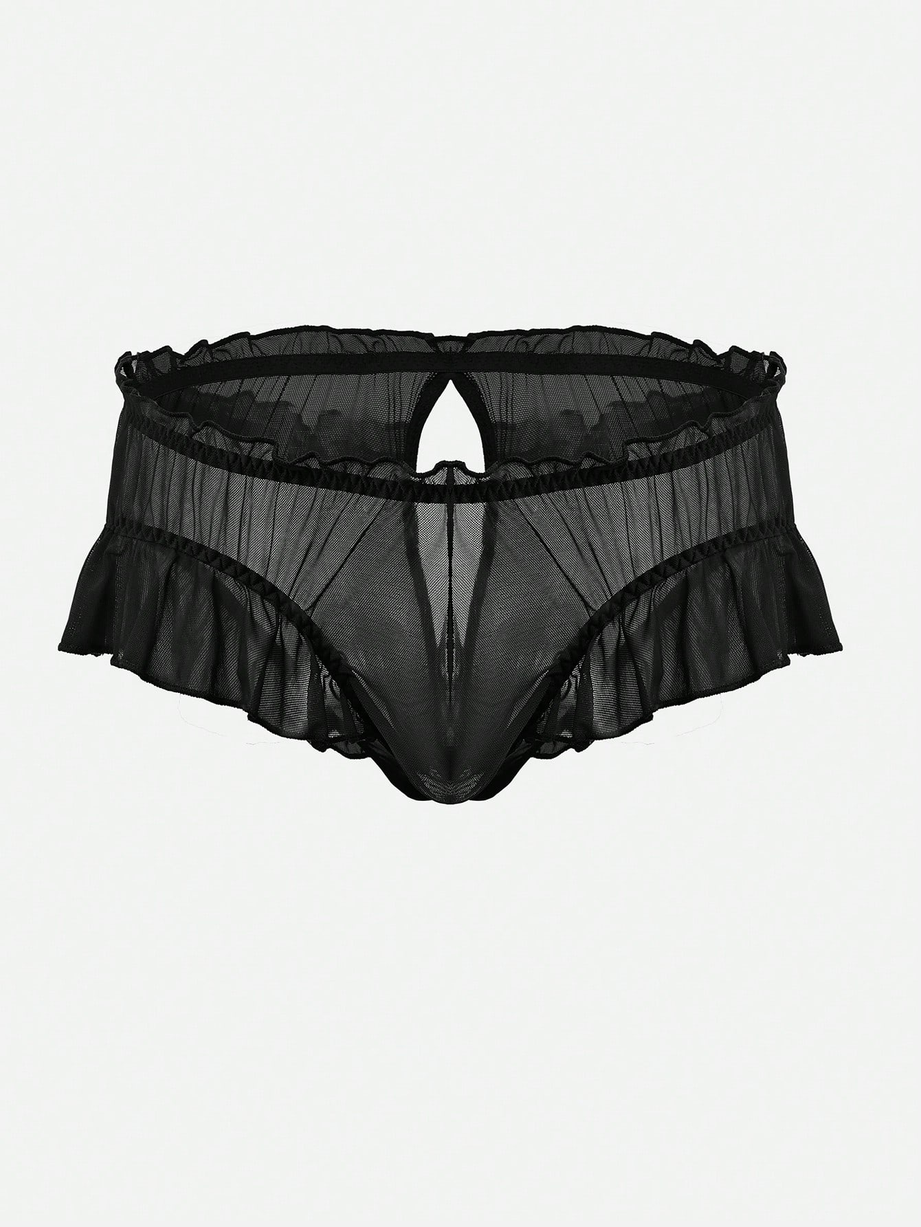 Men’s Mesh Fabric Short With Ruffle Detail, Lightweight Design, For Daily Wear