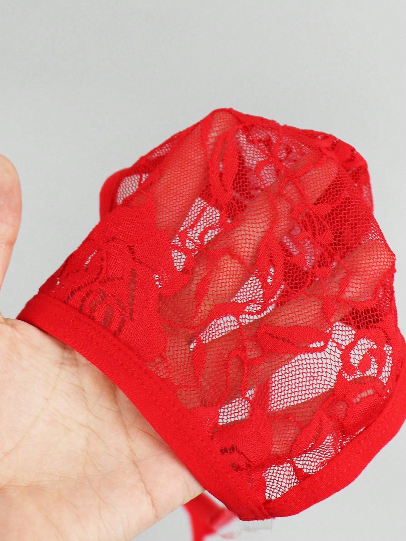 1pc Men's Red Lace Waist Thong Underwear