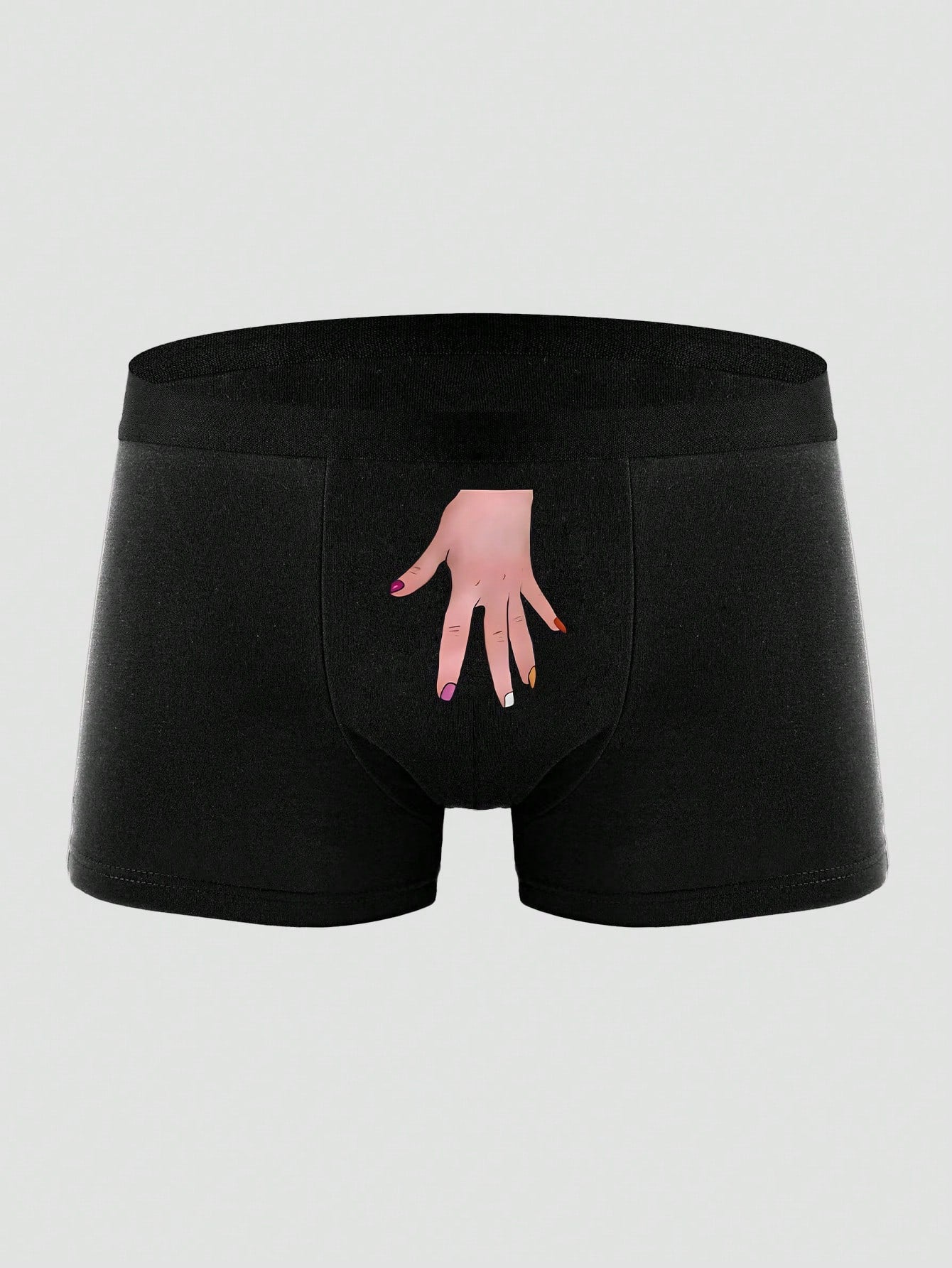 Men's Black Briefs With Handprint Pattern