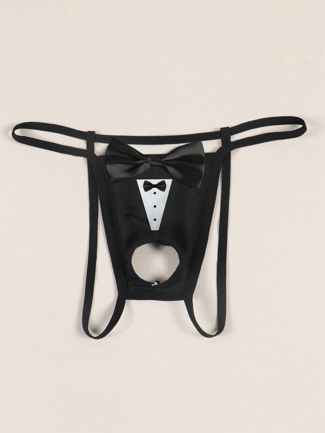 Men's Sexy Comfortable Hollow Bowknot Pattern G-String With Collar