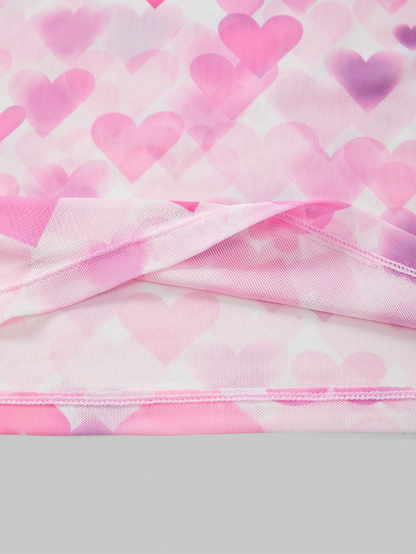 Men’s Short Sleeve Mesh Fabric Top With Allover Heart Print, Lightweight Design, For Casual Wear