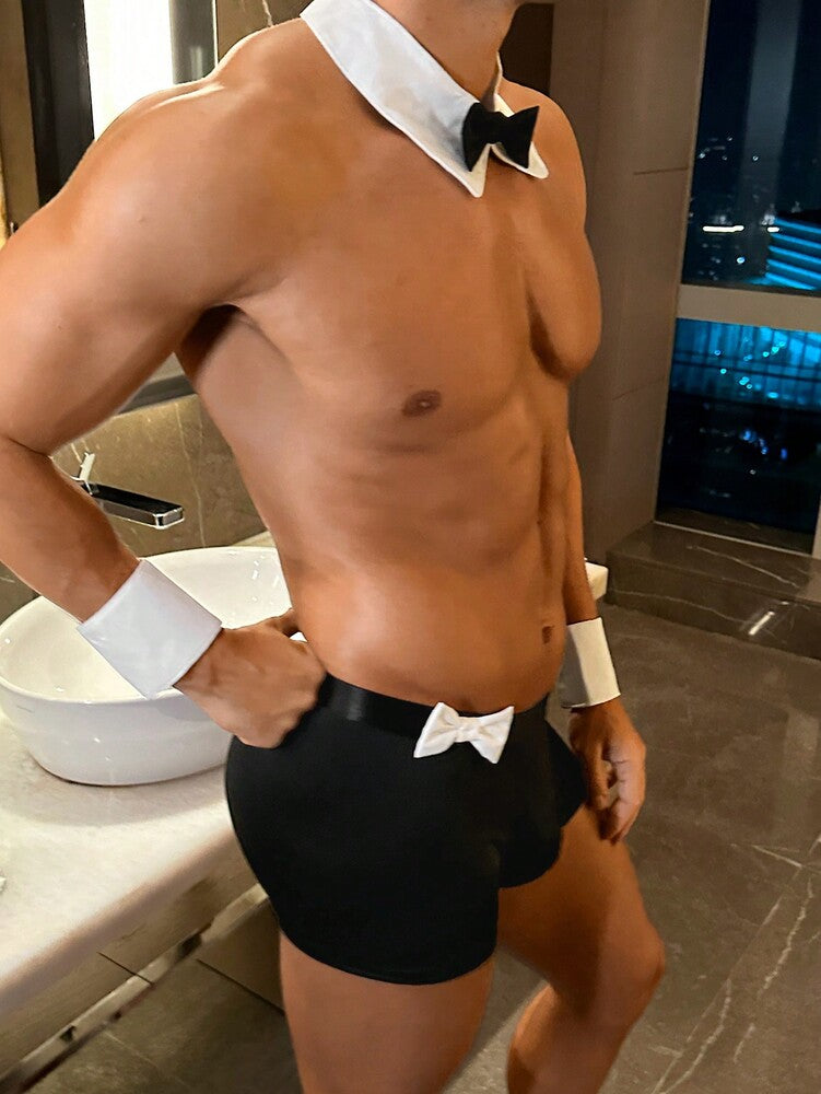 Men’s 3 Piece Costume Accessory Set with Bow, Collar, and Cuffs, Decorative Design, For General Occasions